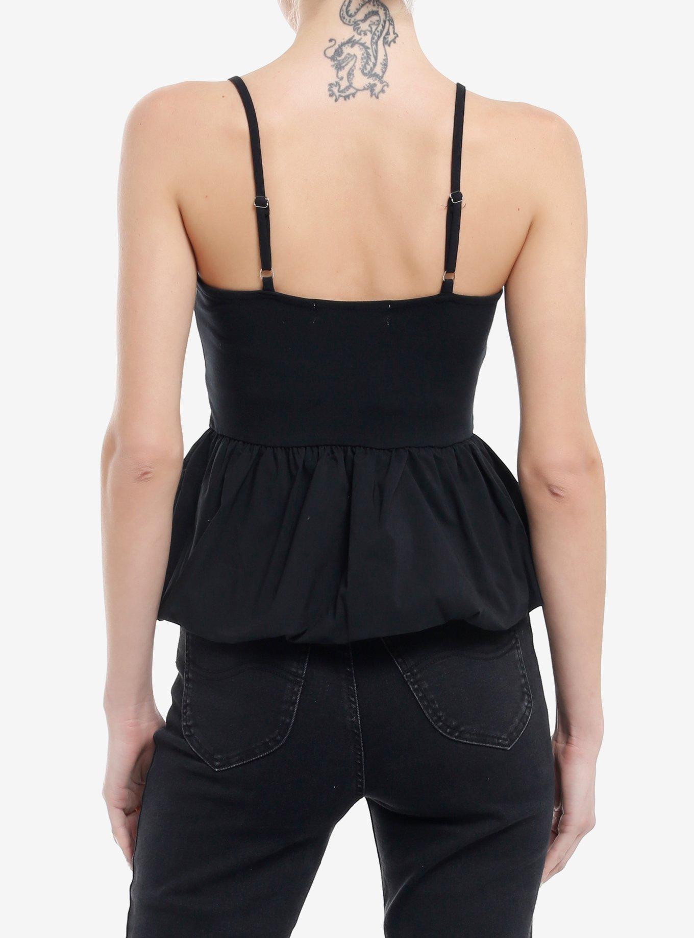 Black Peplum Cami, BLACK, alternate