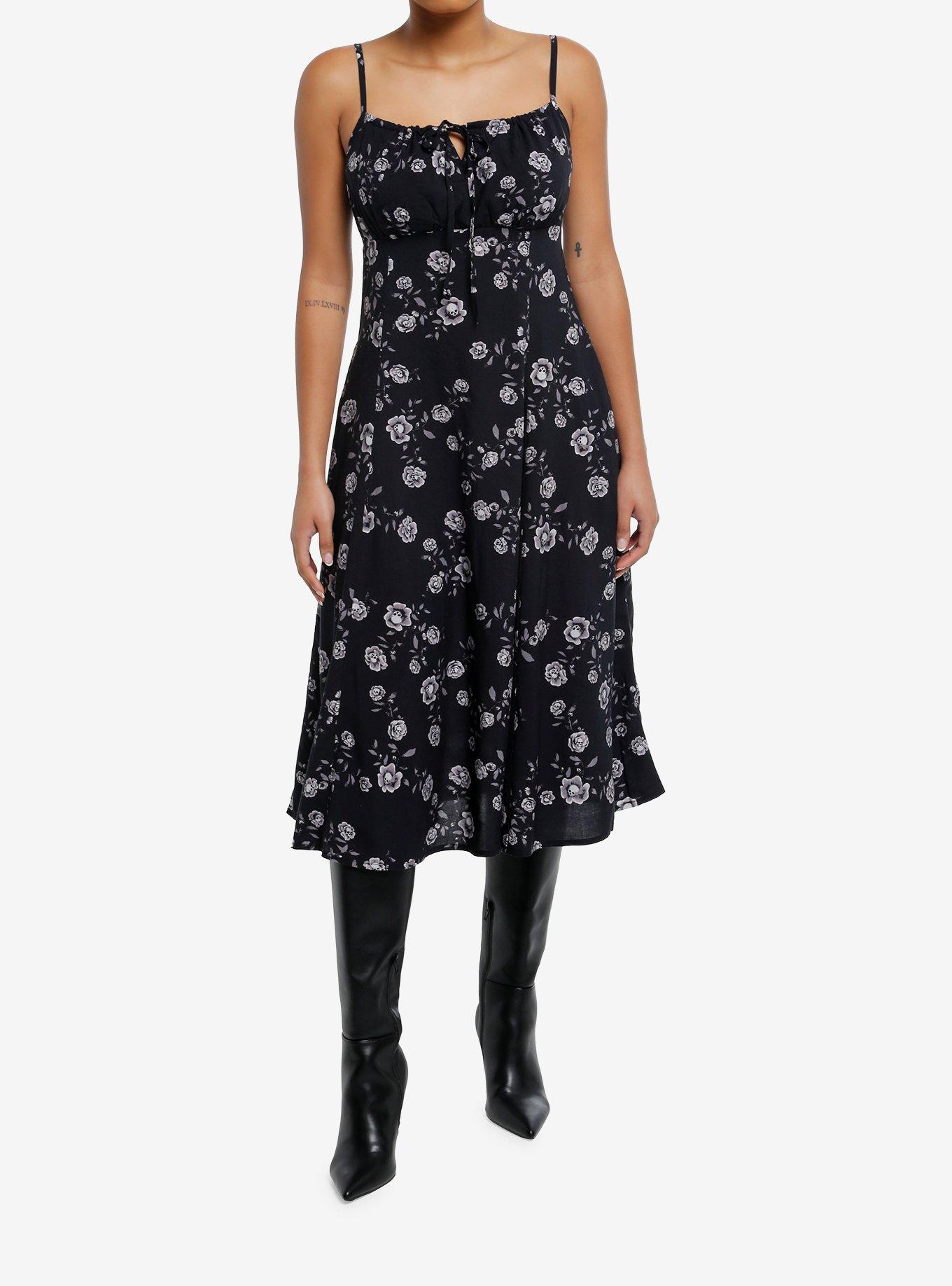 Thorn & Fable Skull Flowers Midi Dress, , hi-res