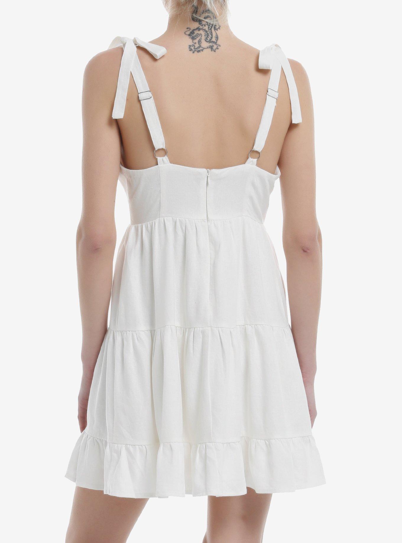 Sweet Society White Tiered Linen Blend Mini Dress, , alternate