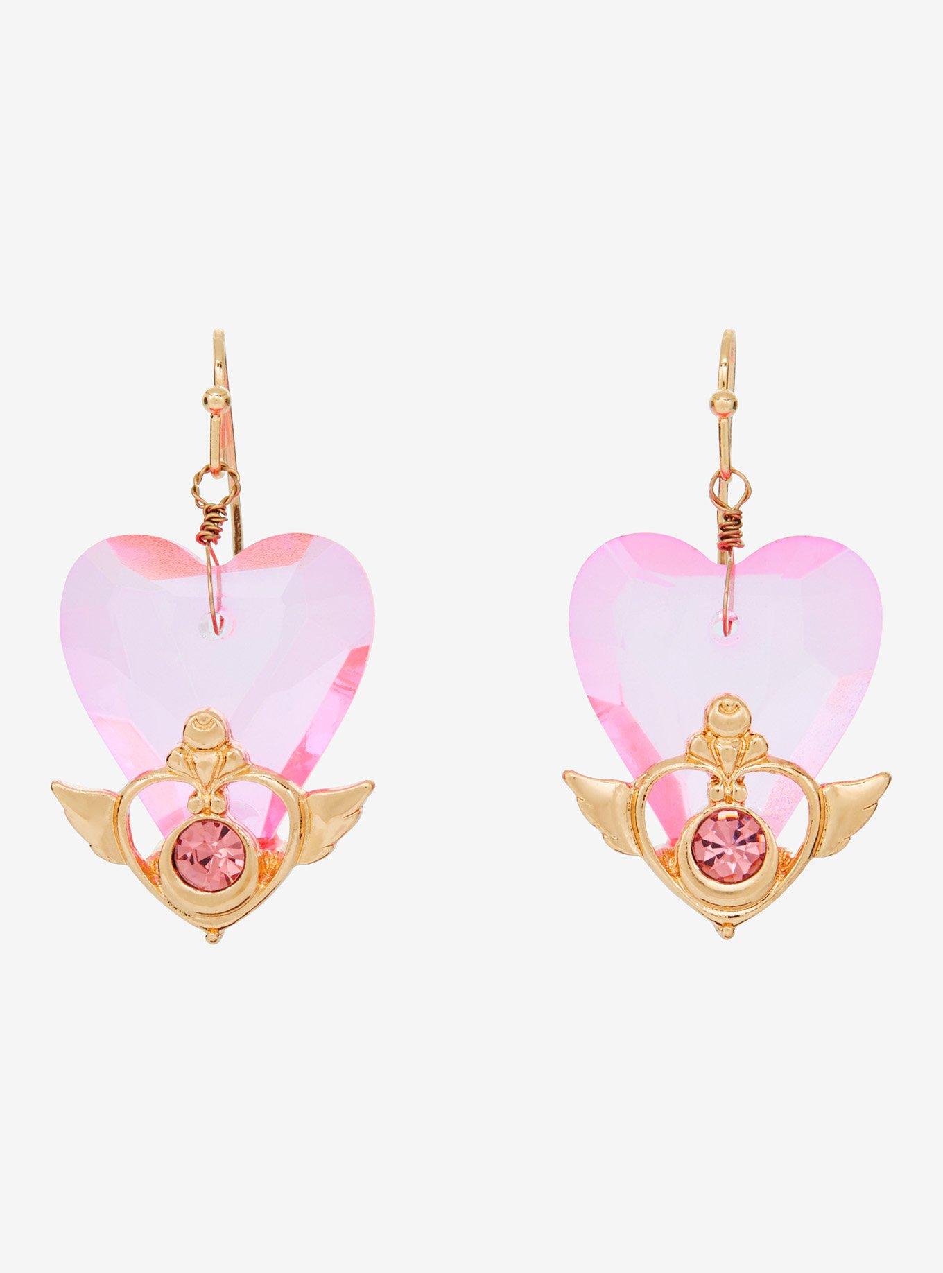 Pretty Guardian Sailor Moon Crisis Moon Compact Heart Earrings - BoxLunch Exclusive, , hi-res