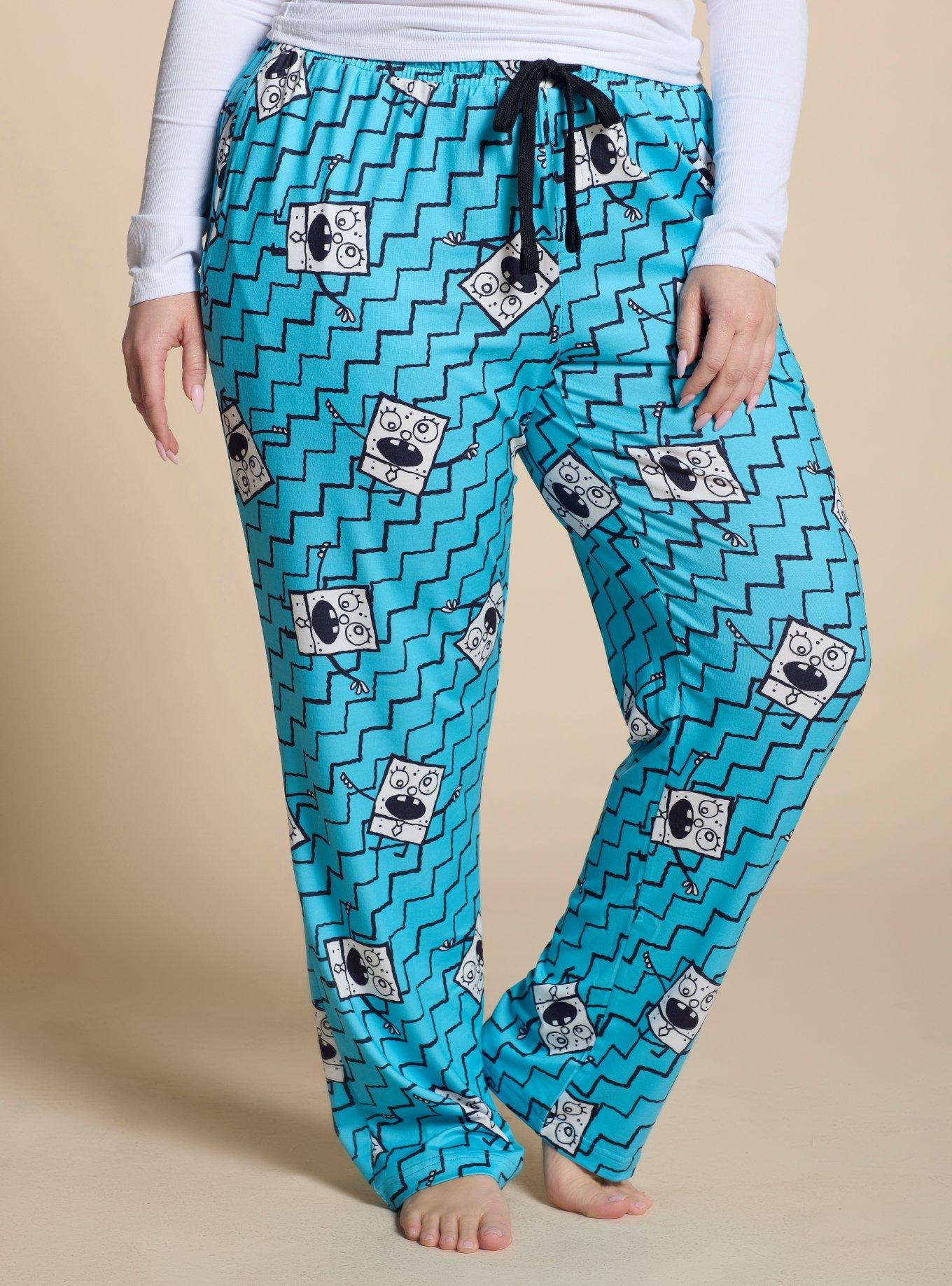 SpongeBob SquarePants DoodleBob Allover Print Women's Plus Size Sleep Pants, BLUE, alternate