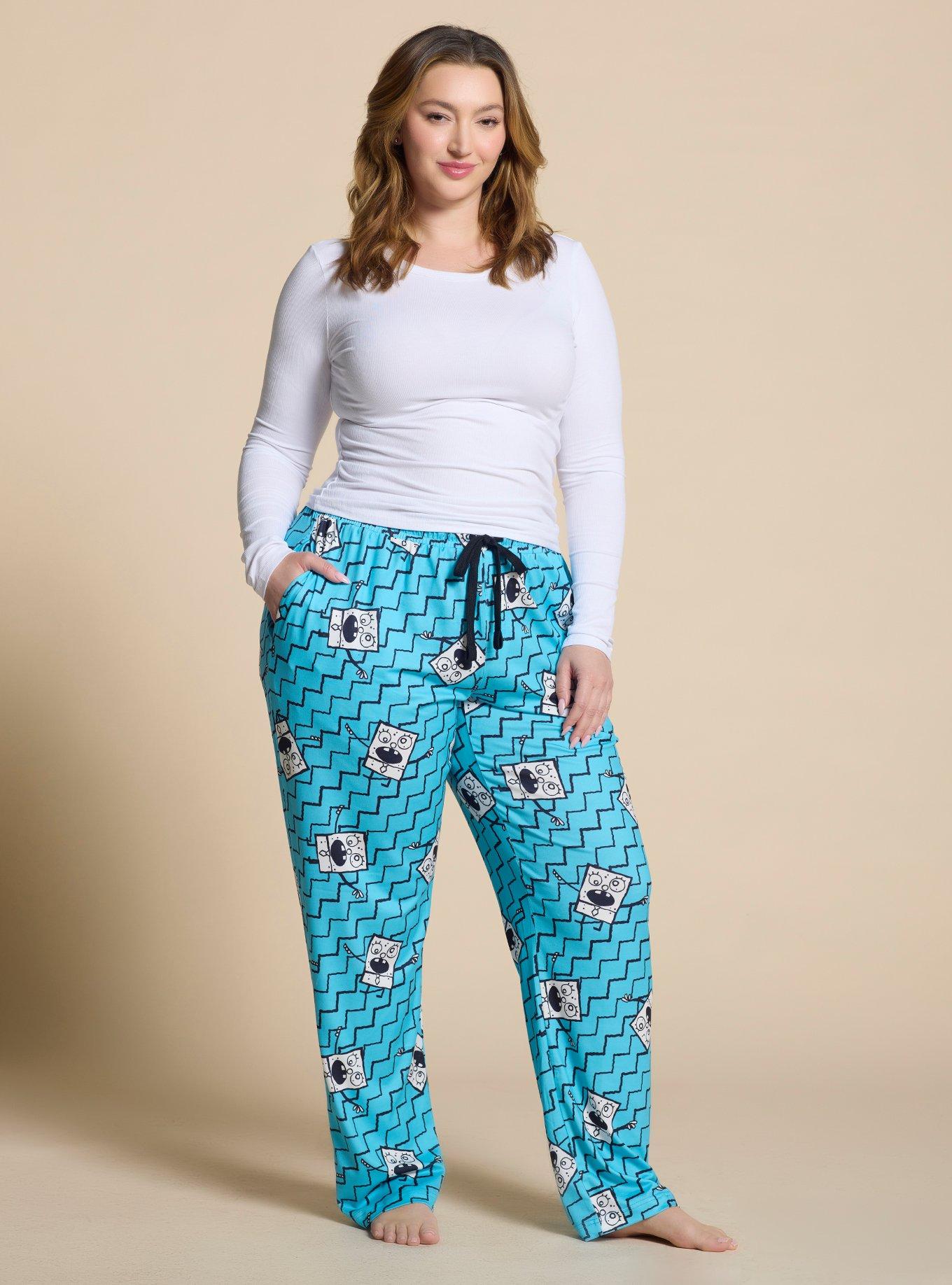 SpongeBob SquarePants DoodleBob Allover Print Women's Plus Size Sleep Pants, BLUE, alternate