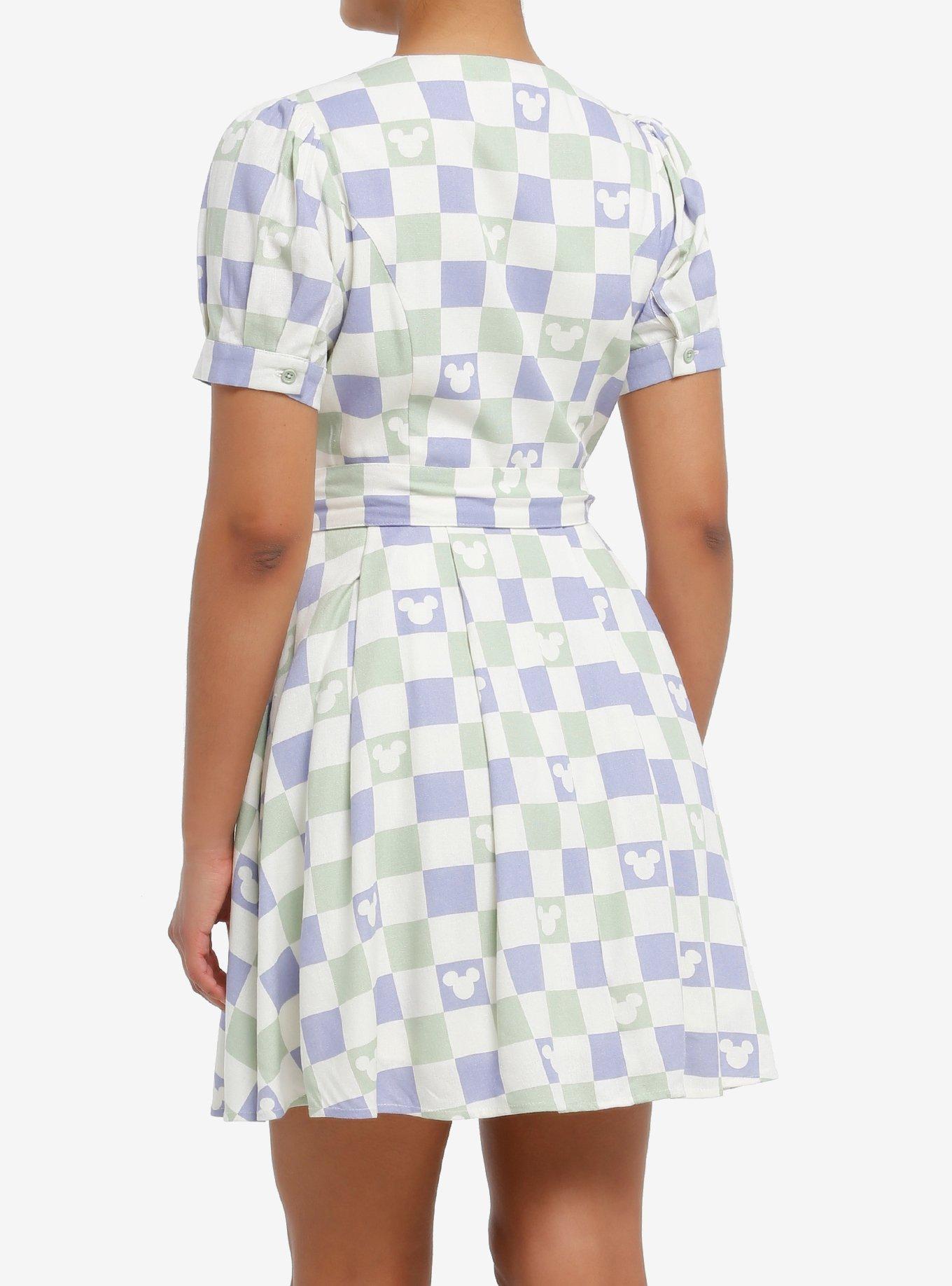 Her Universe Disney Mickey Mouse Pastel Checkered Tie-Front Dress Her Universe Exclusive, MULTI, alternate