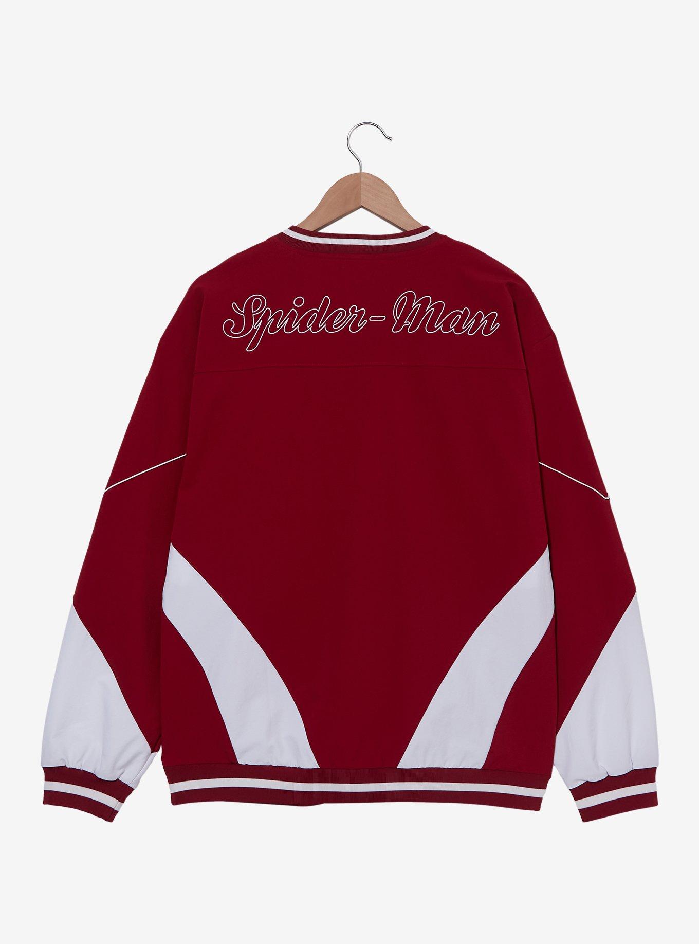 Marvel Spider-Man Logo Color Block Panel Sweatshirt - BoxLunch Exclusive, DARK RED, alternate