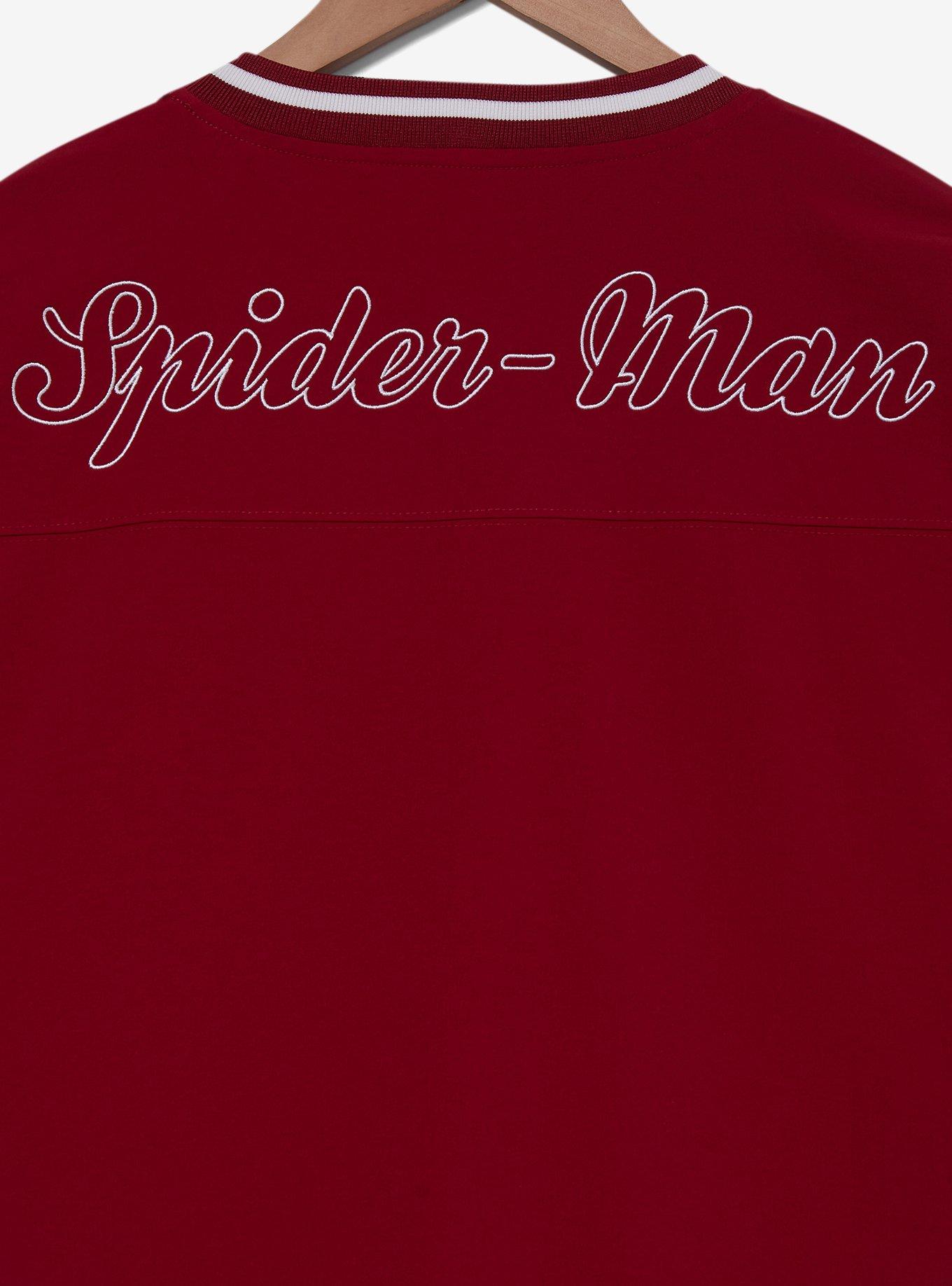 Marvel Spider-Man Logo Color Block Panel Sweatshirt - BoxLunch Exclusive, DARK RED, alternate