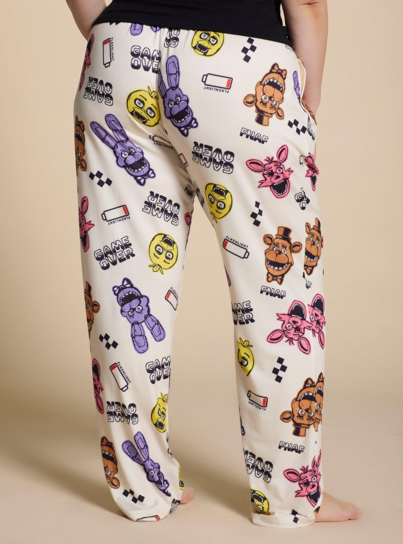 Five Nights at Freddy's Characters Game Over Allover Print Women's Plus Size Sleep Pants - BoxLunch Exclusive, BEIGE, alternate