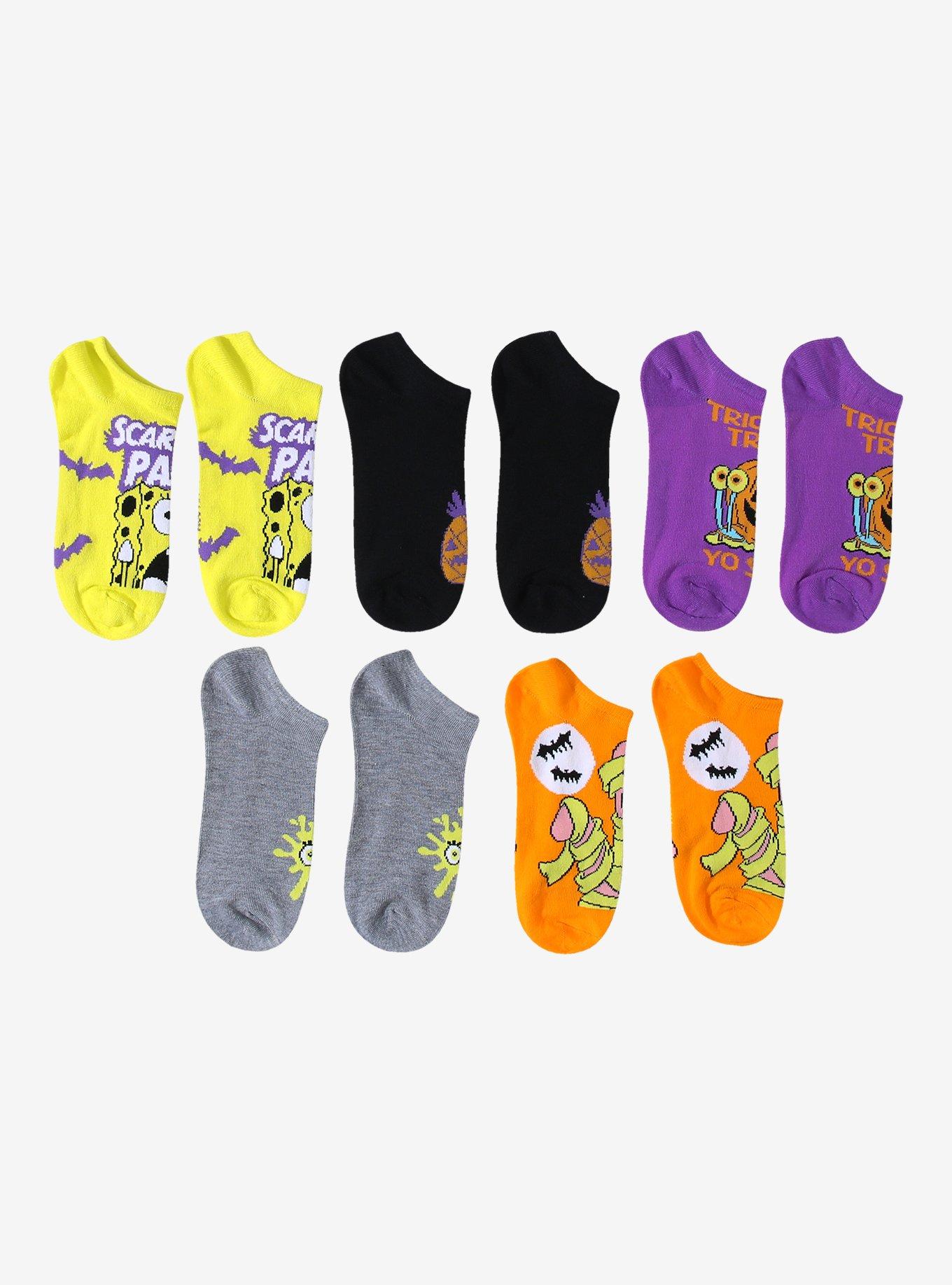 SpongeBob SquarePants Halloween No-Show Socks 5 Pair, , alternate
