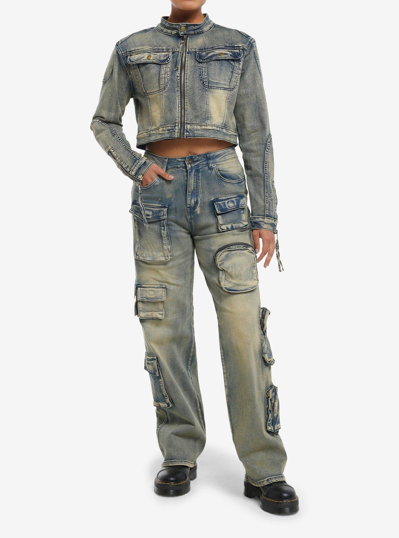 Vintage Wash Girls Crop Denim Jacket, , hi-res