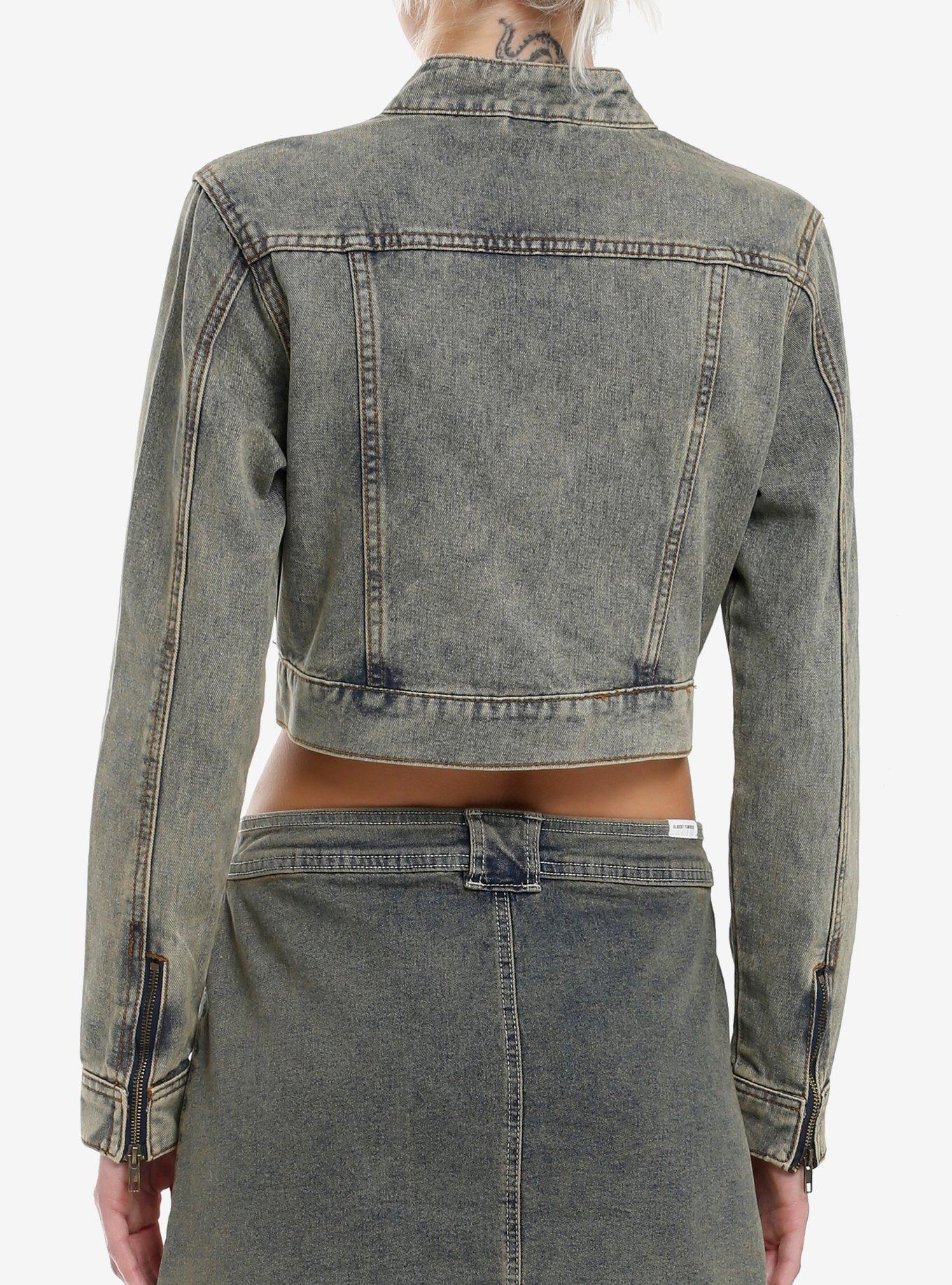 Light Blue Vintage Wash Aurora Seam Girls Denim Jacket, LIGHT WASH, alternate