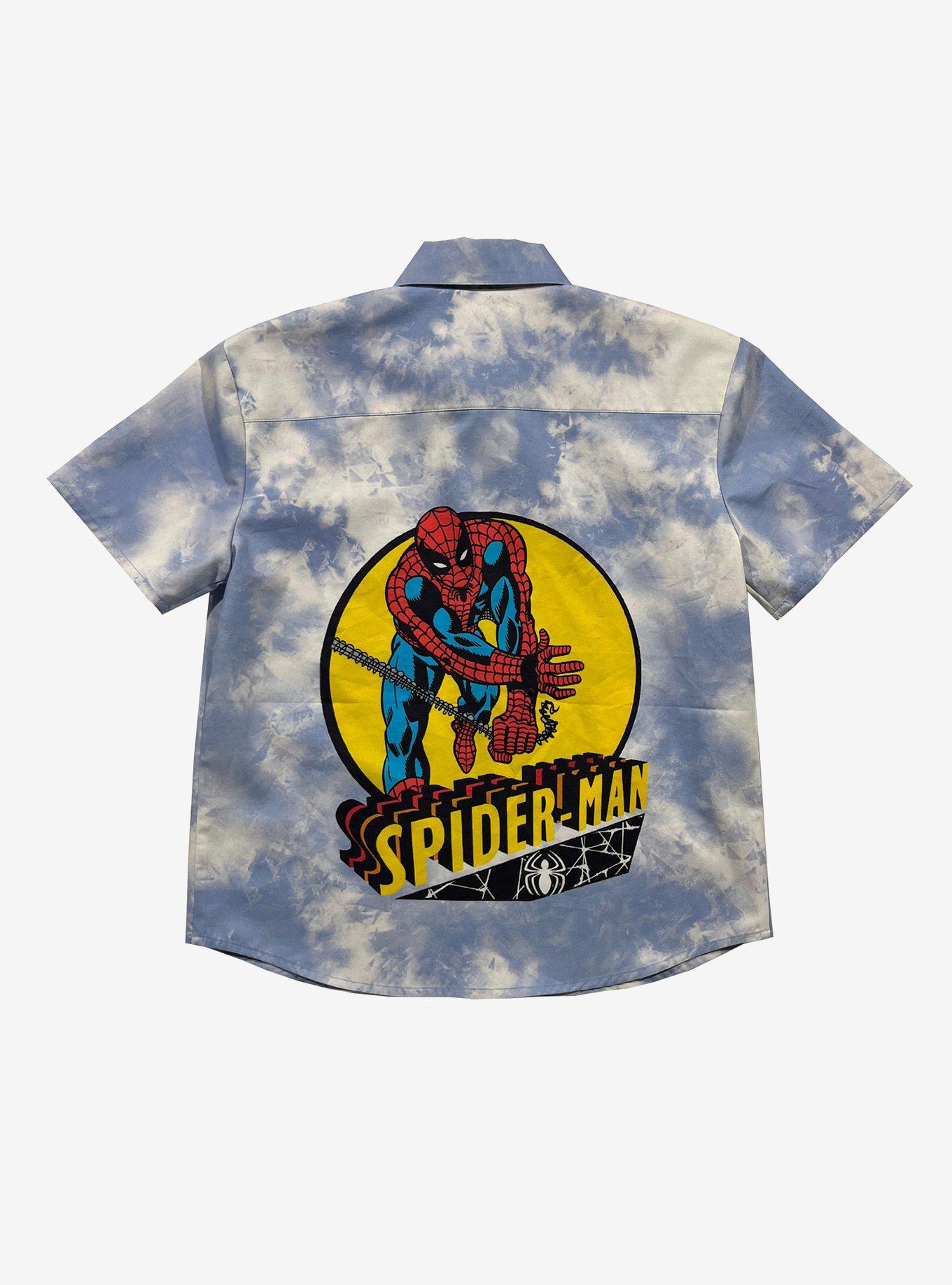 Marvel Spider-Man Swinging Youth Button-Up Shirt, DENIM, alternate