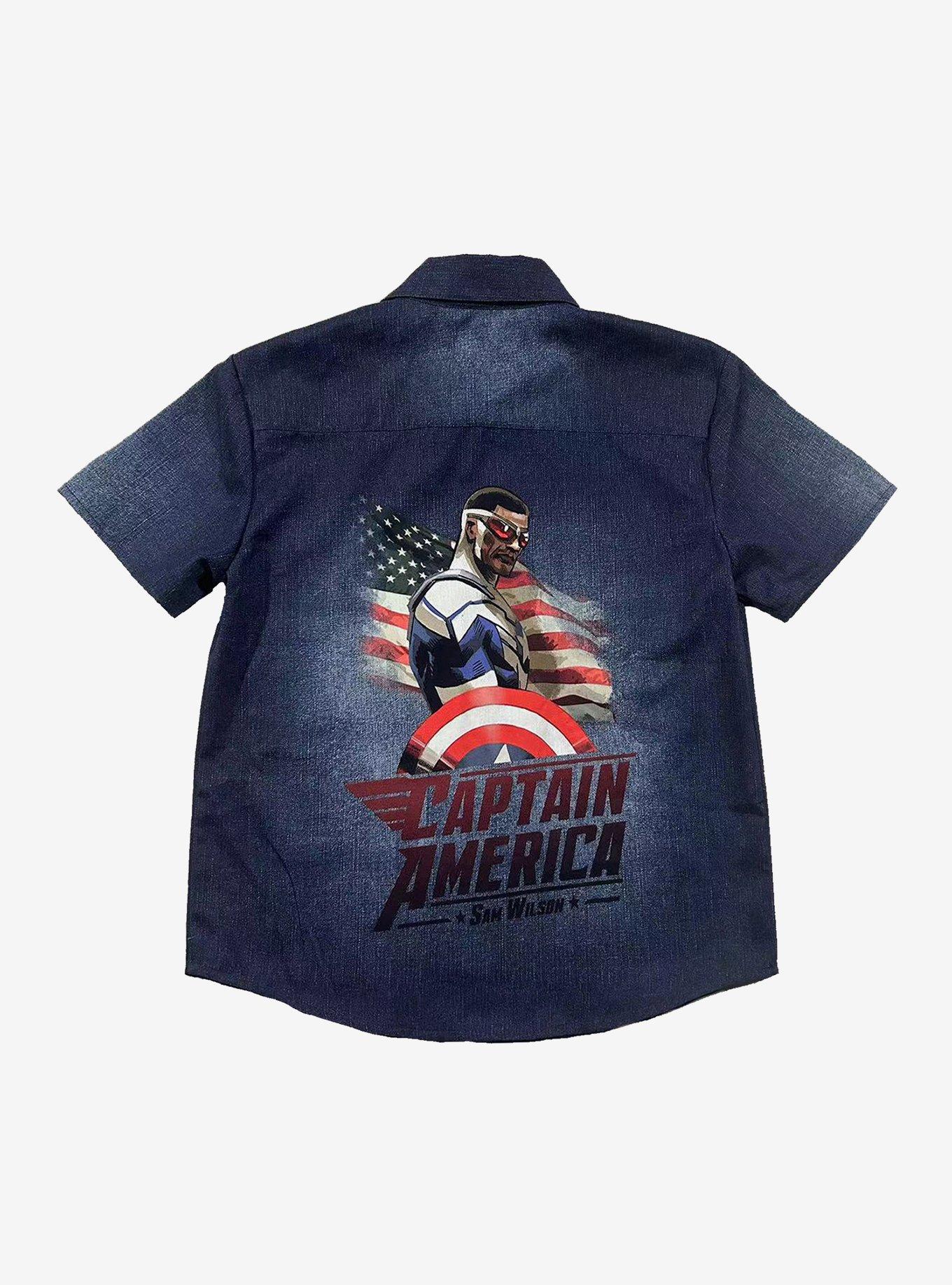 Marvel Captain America Youth Button-Up Shirt, DENIM, alternate