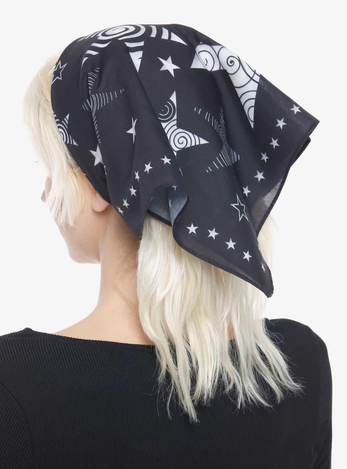 Black & White Spiral Star Hair Scarf, , hi-res
