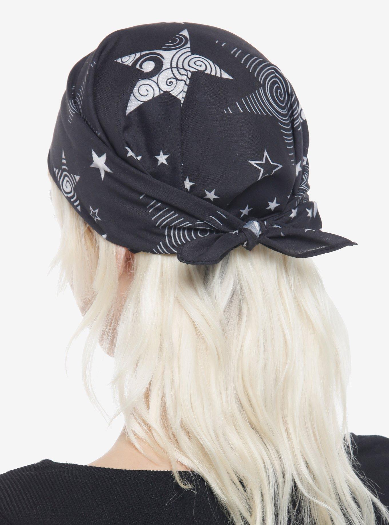 Black & White Spiral Star Hair Scarf, , alternate