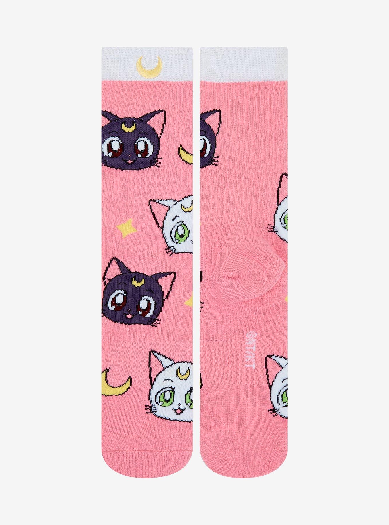 Sailor Moon Luna & Artemis Allover Print Crew Socks - BoxLunch Exclusive, , hi-res