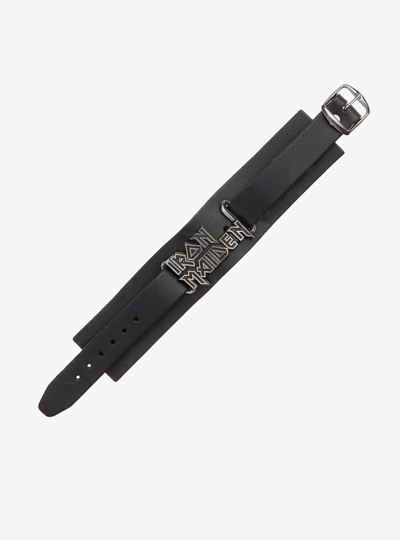 Alchemy of England Iron Maiden Logo Leather Wriststrap Bracelet, , hi-res