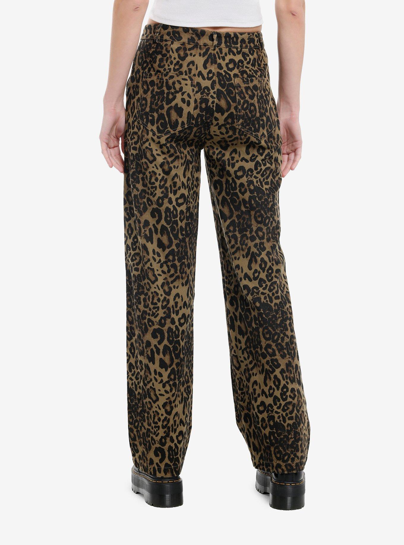 Leopard Print Wide Leg Jeans, , hi-res
