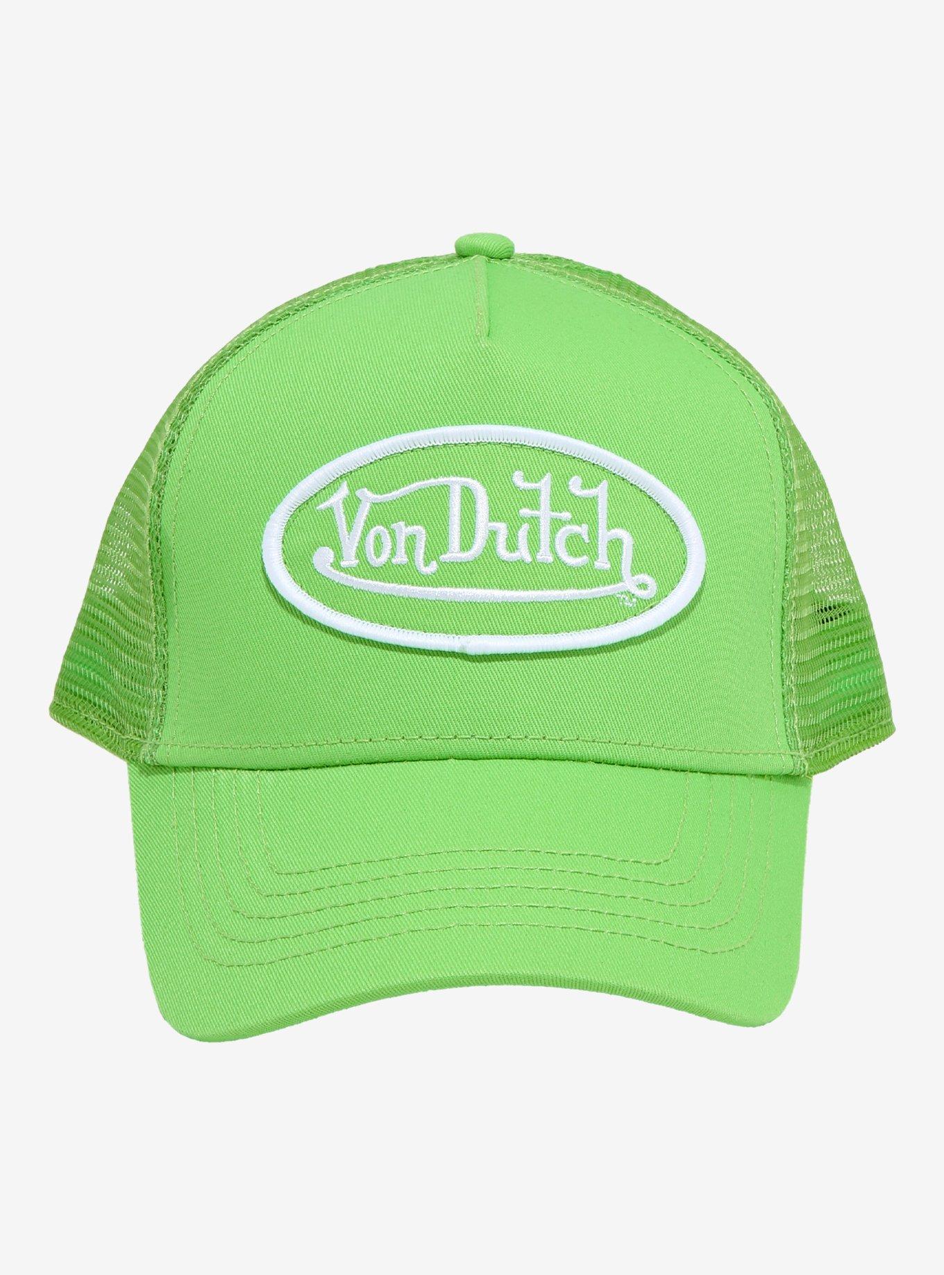 Von Dutch Logo Lime Green Trucker Hat, , alternate