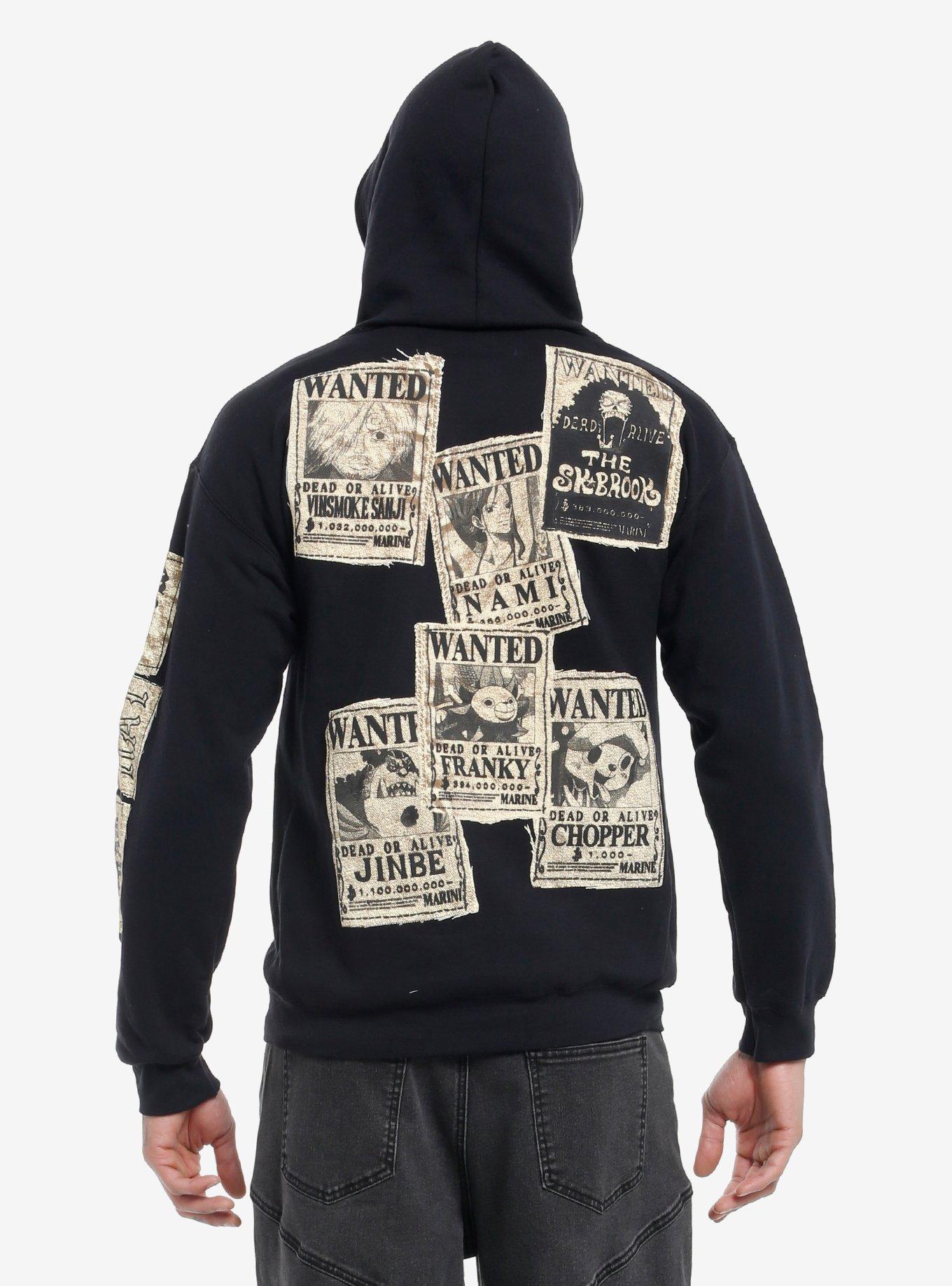 One Piece Wanted Poster Hoodie, BLACK, alternate