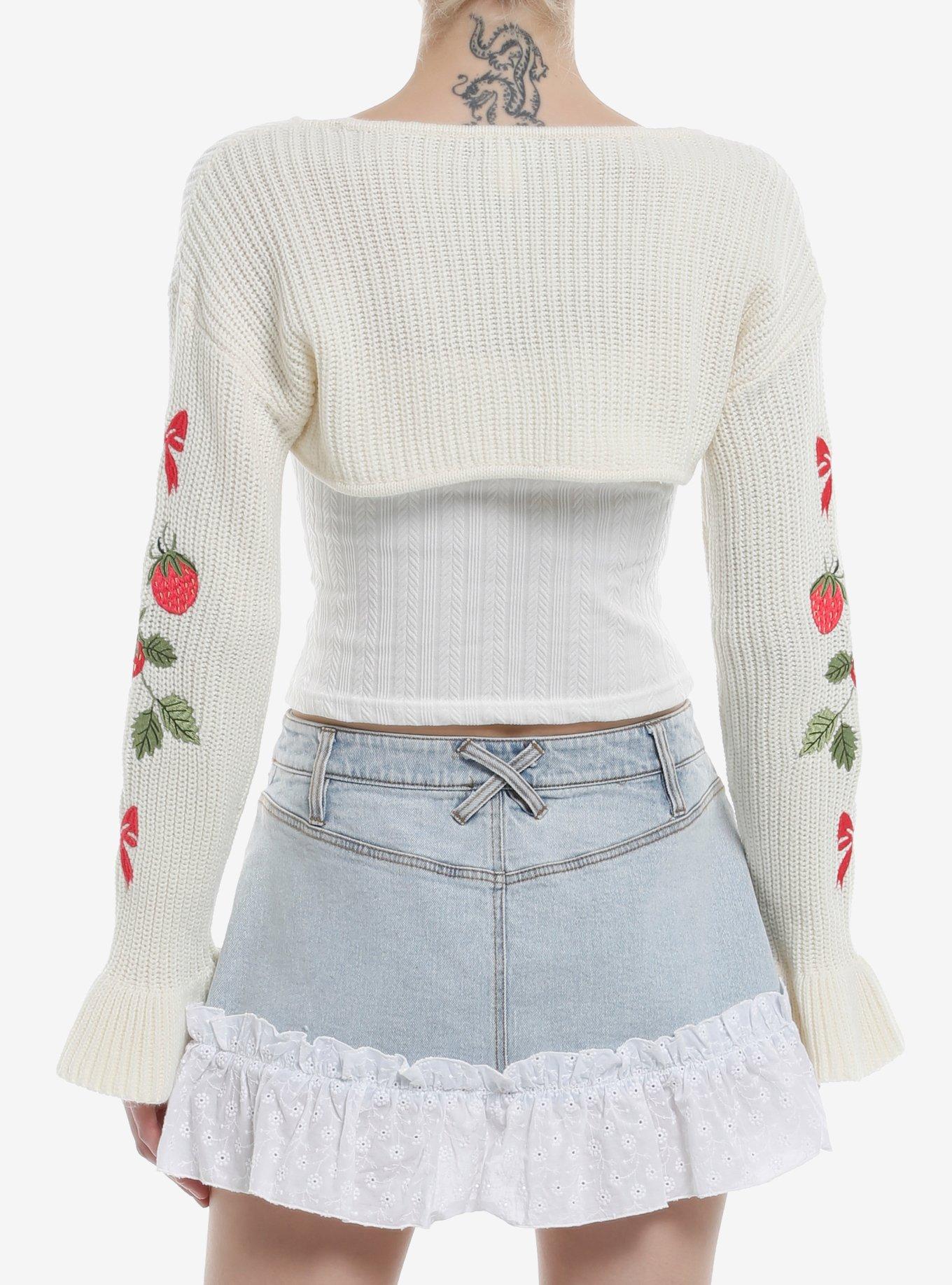 Sweet Society Strawberry Bolero Girls Crop Shrug, RED, alternate