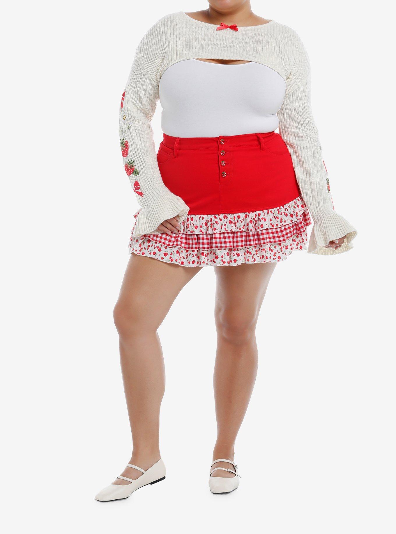 Sweet Society Strawberry Bolero Girls Crop Shrug Plus Size, RED, alternate