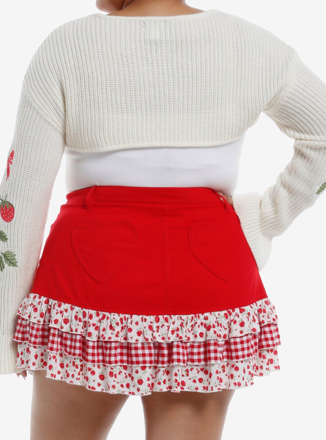 Sweet Society Strawberry Bolero Girls Crop Shrug Plus Size, RED, alternate