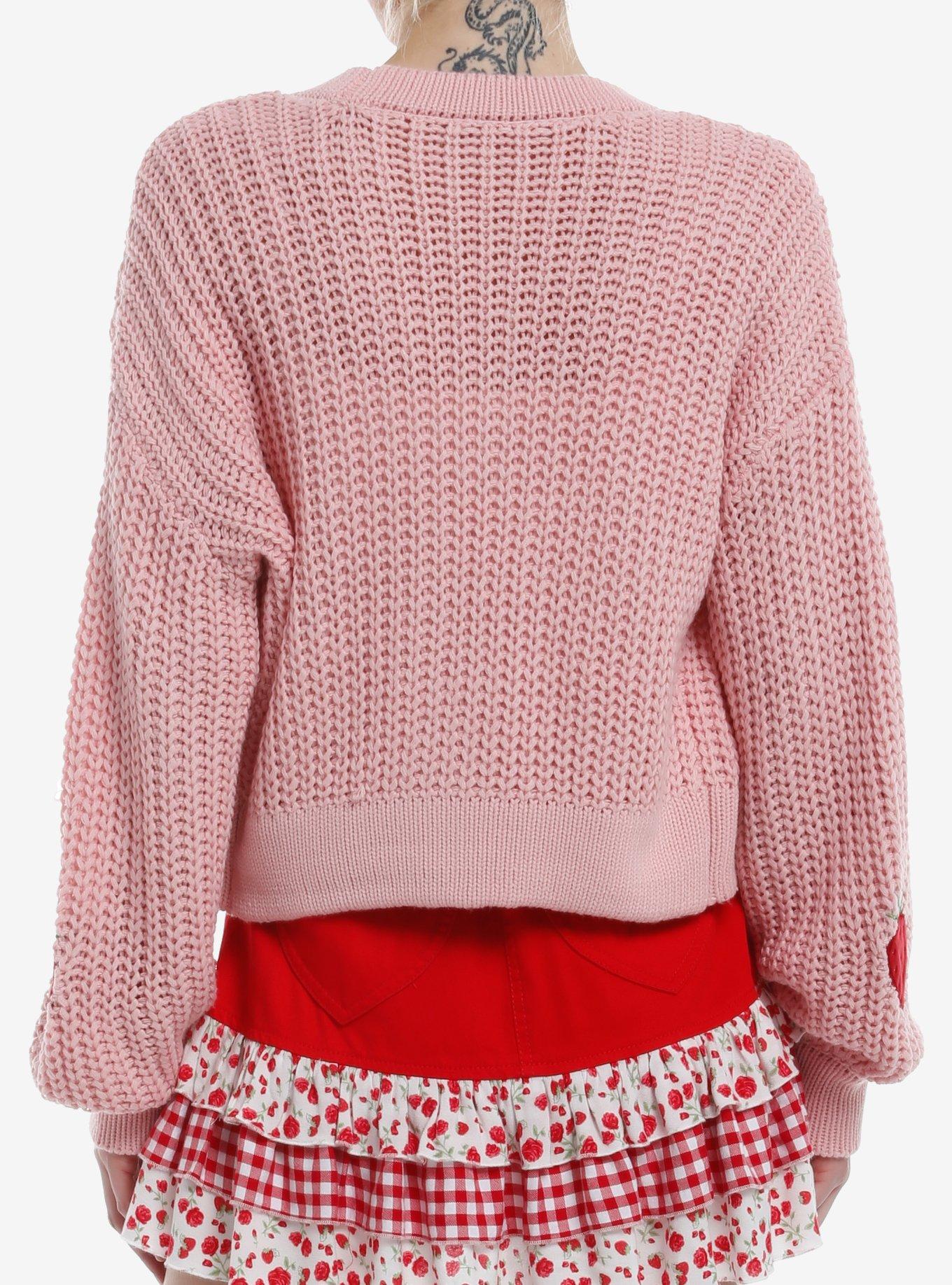 Sweet Society Red Velvet Strawberries Knit Girls Cardigan, RED, alternate