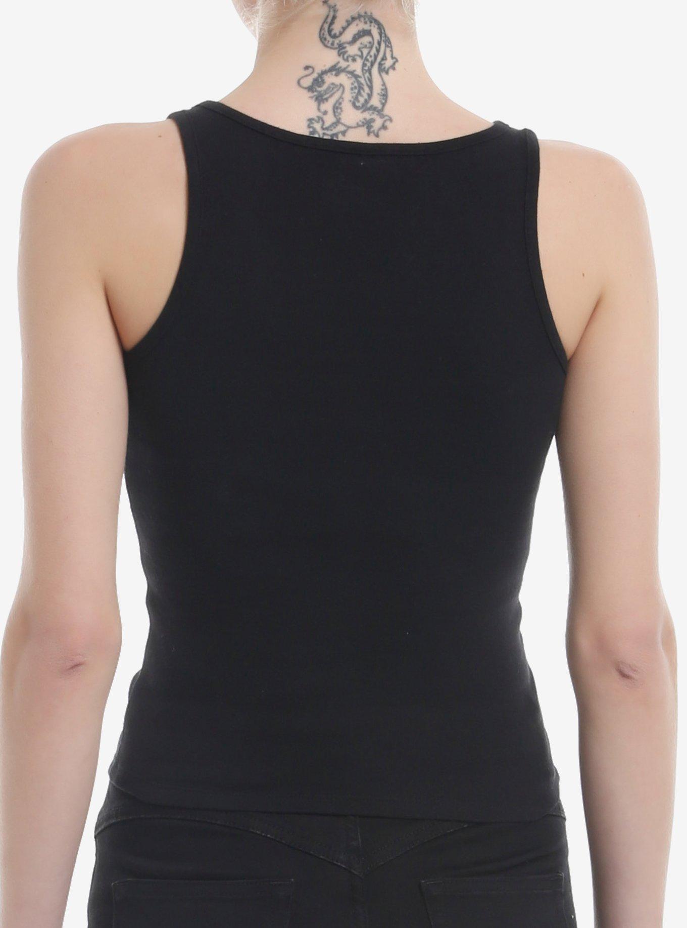 White Ribbon Lace-Up Girls Tank Top, , alternate