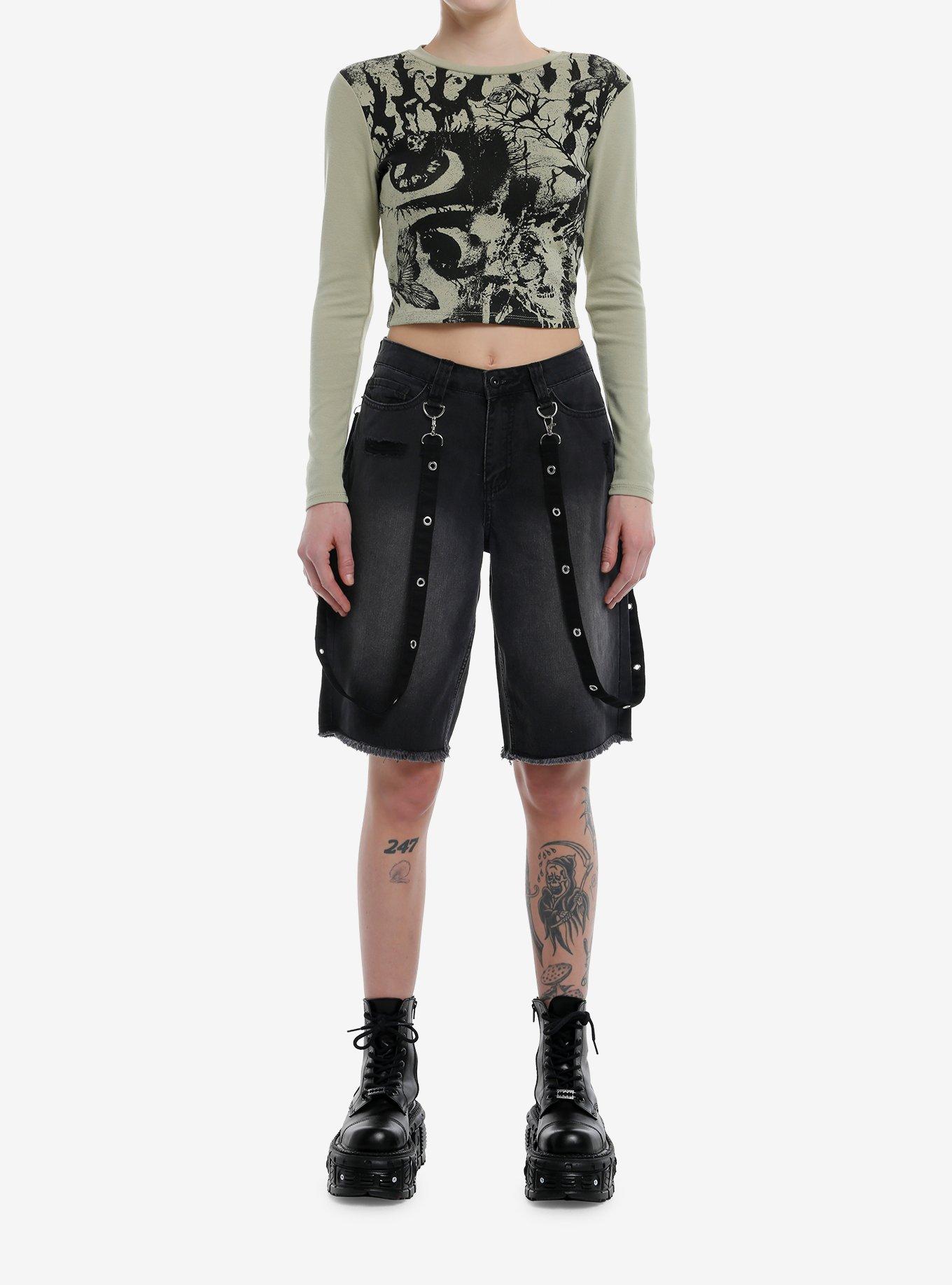 Social Collision Eye & Rose Collage Girls Long-Sleeve Top, , hi-res