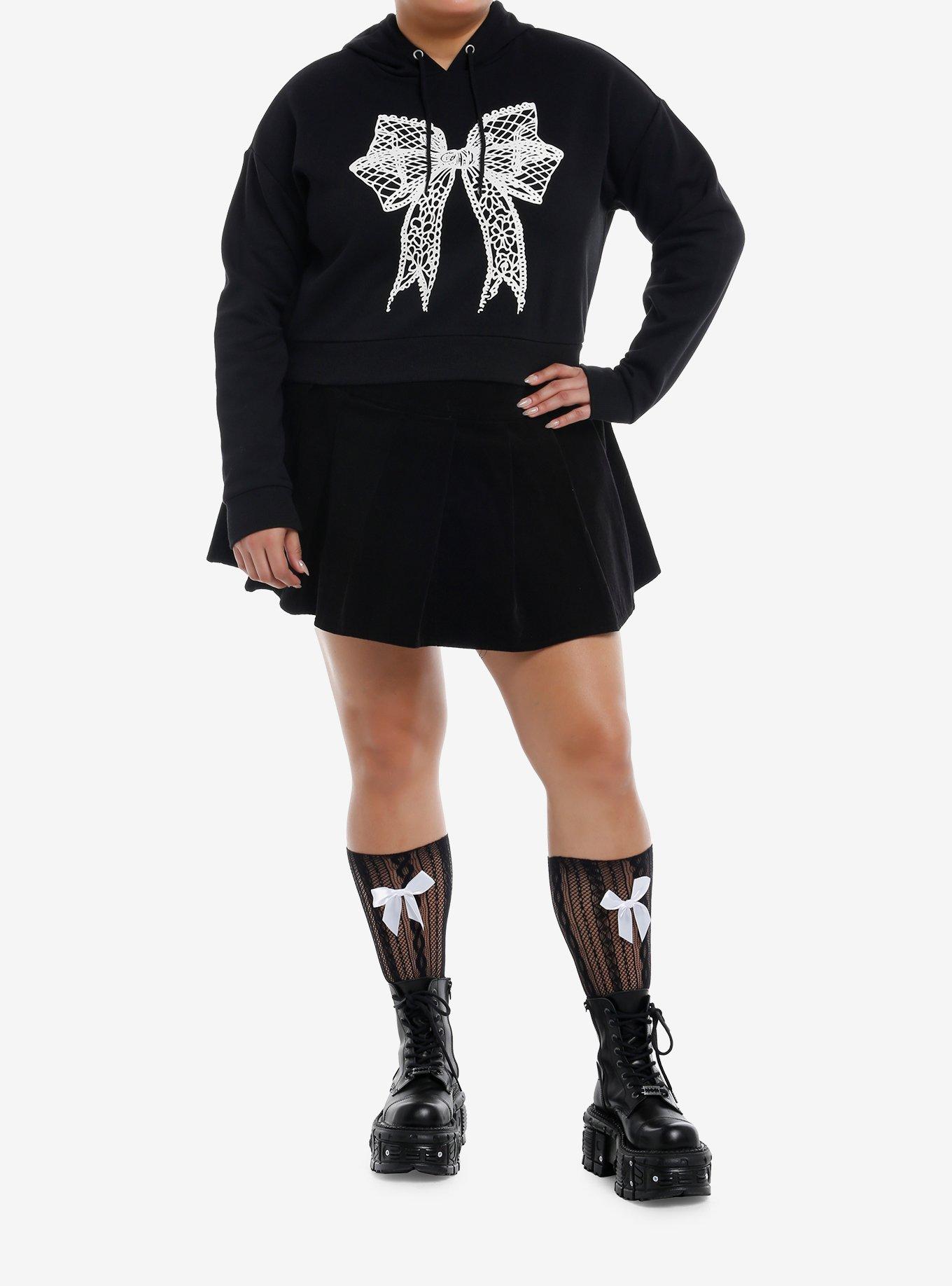 Cosmic Aura Delight In The Darkness Bow Girls Crop  Hoodie Plus Size, , alternate