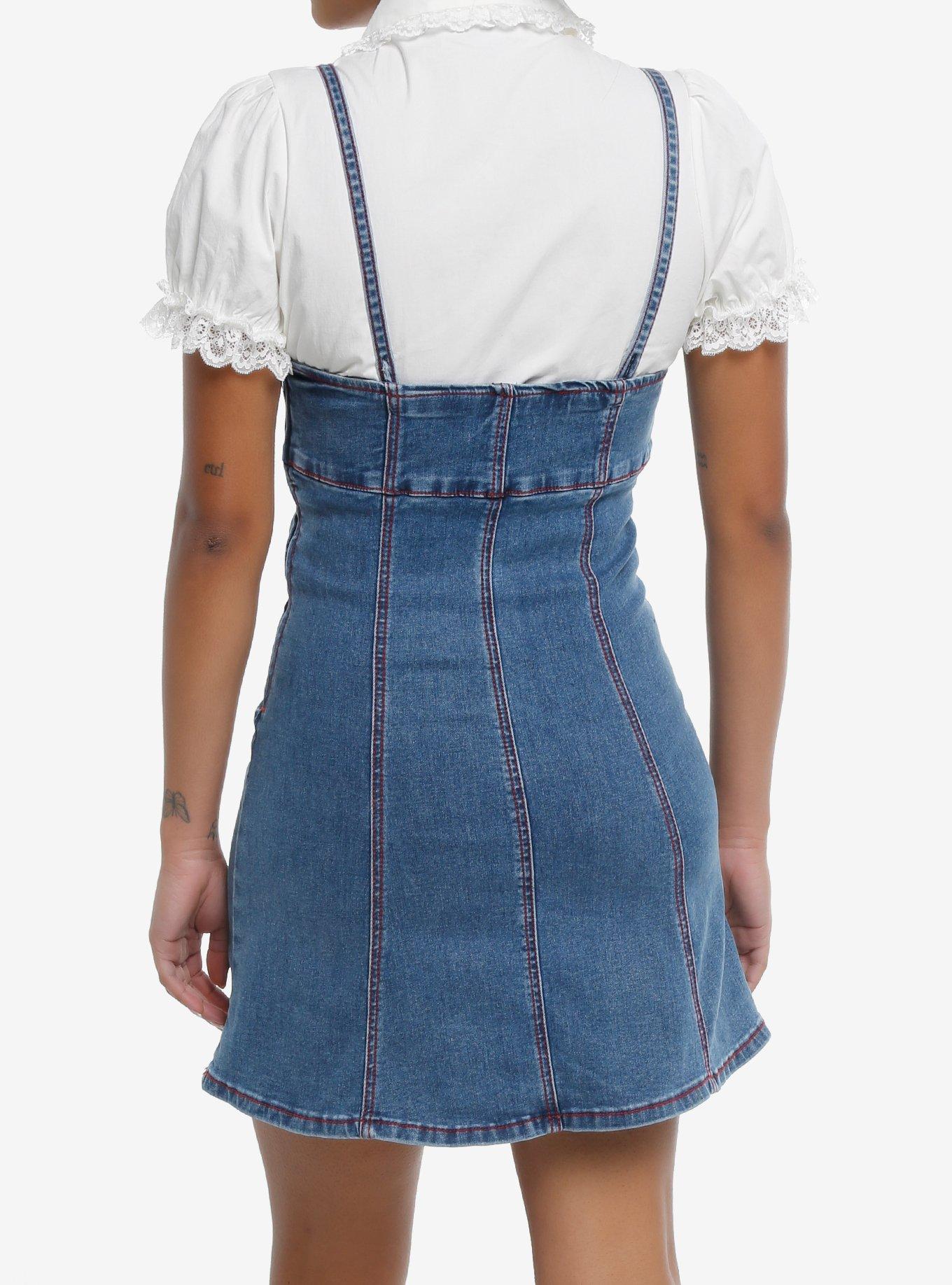 Sweet Society Strawberries Blue Denim Mini Dress, , hi-res