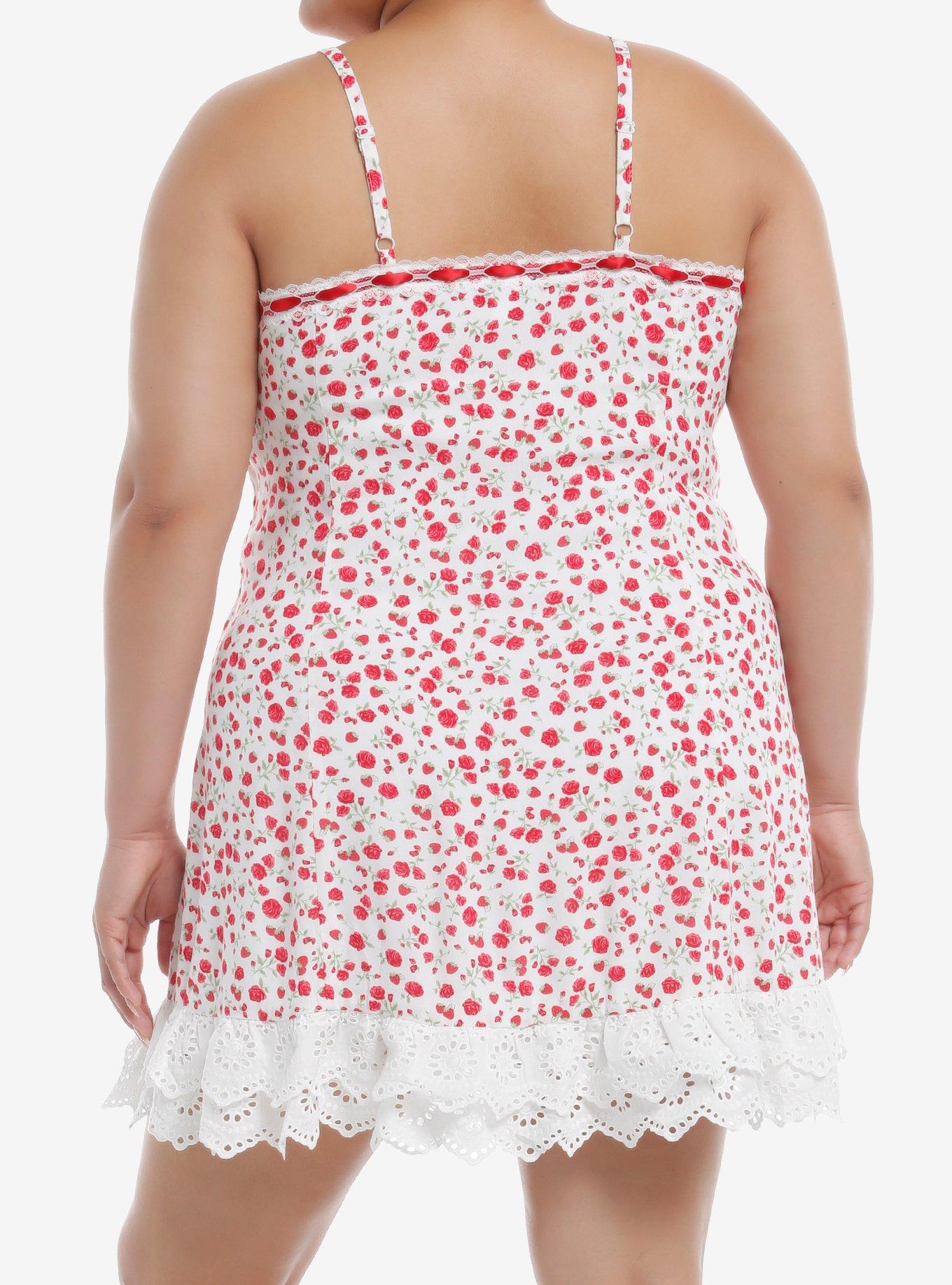 Sweet Society Strawberry Lace Cami Dress Plus Size, RED, alternate