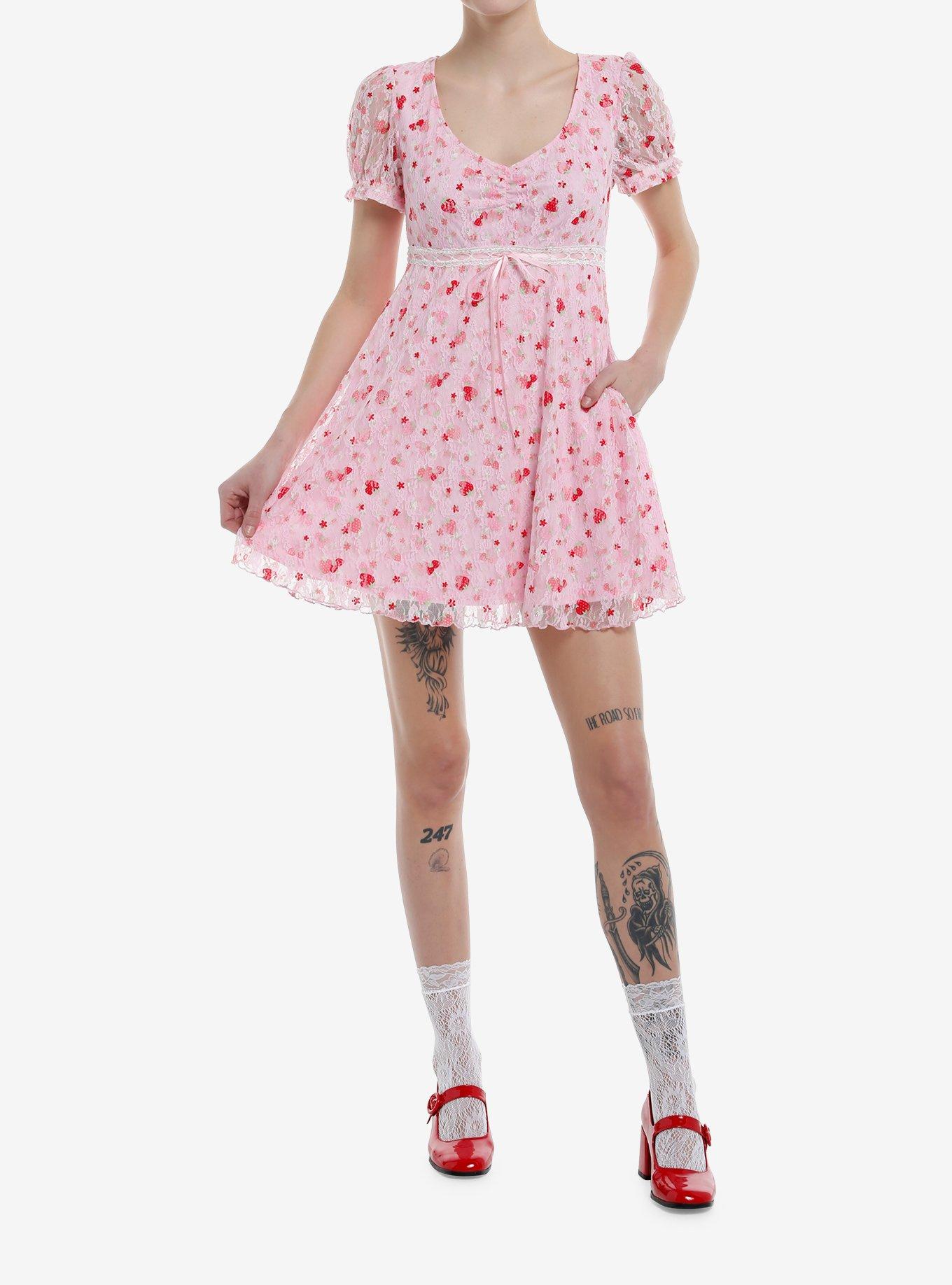 Sweet Society Strawberry Lace Empire Dress, , hi-res