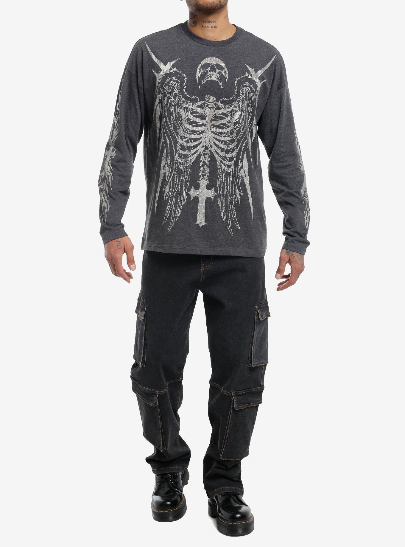 Social Collision Winged Skeleton & Cross Long-Sleeve T-Shirt, , hi-res