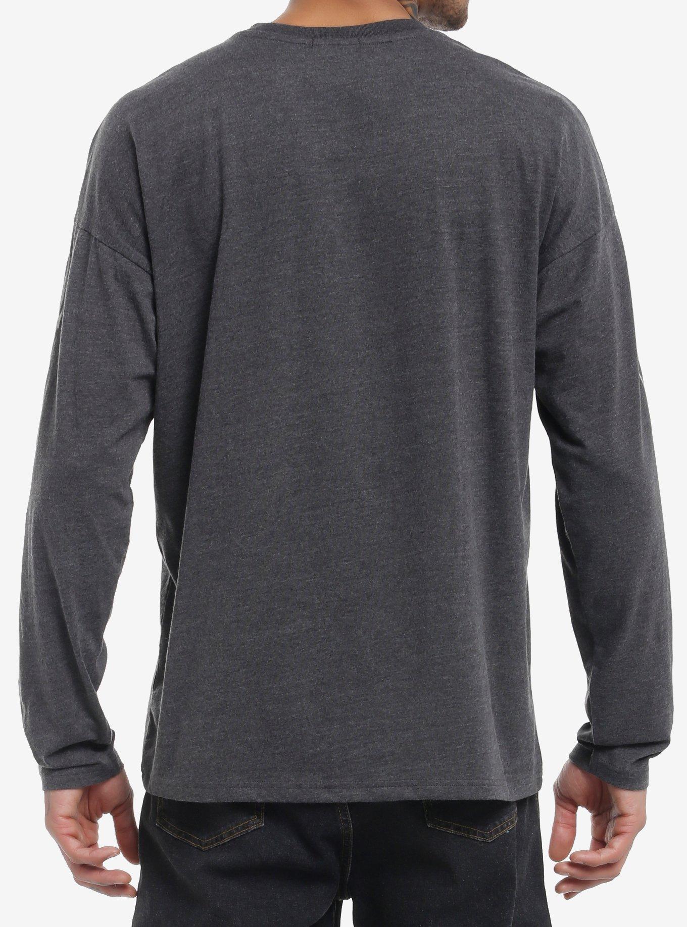 Social Collision Winged Skeleton & Cross Long-Sleeve T-Shirt, GREY, alternate