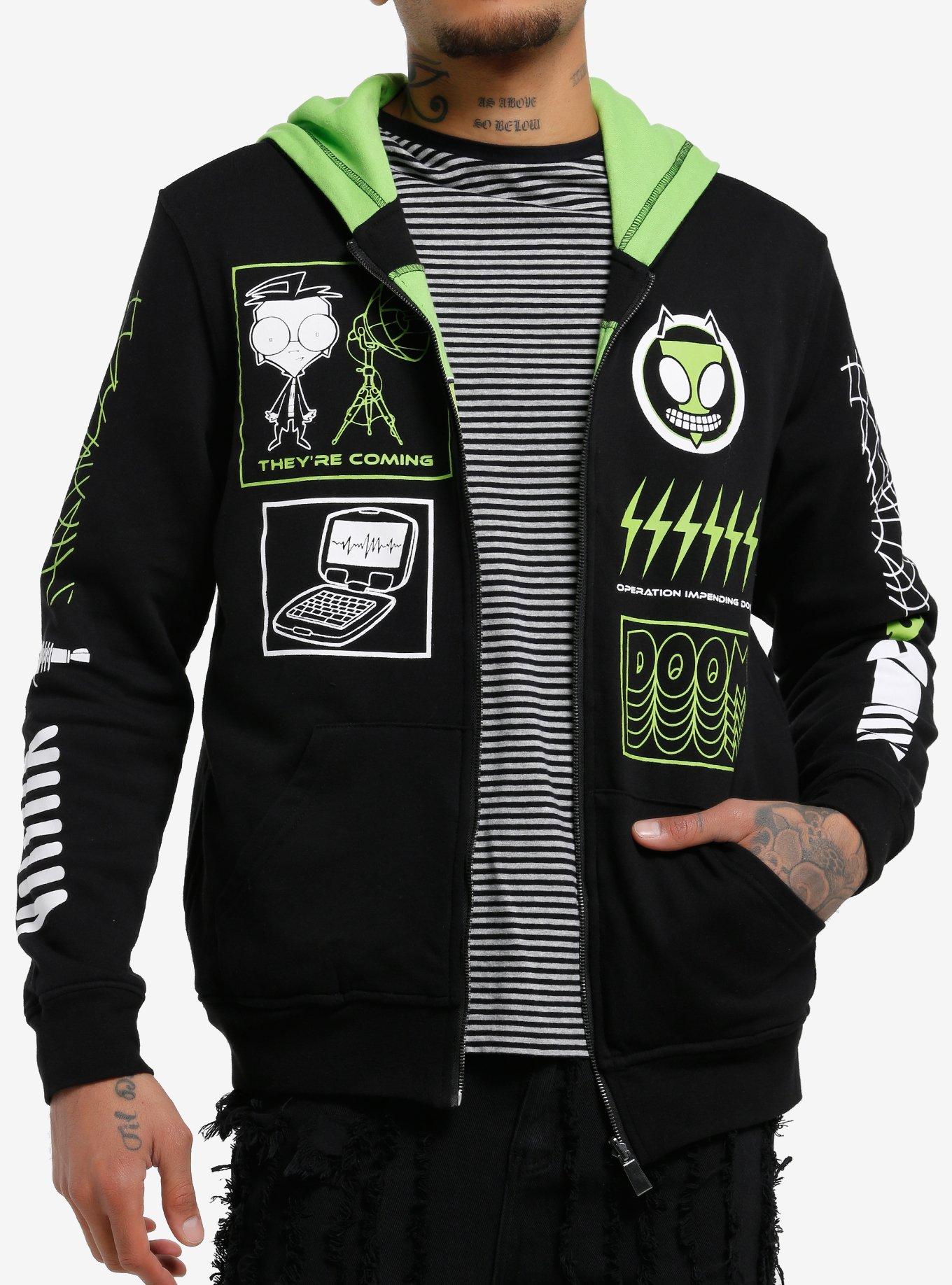 Invader Zim Stripe Reversible Hoodie, MULTI, alternate