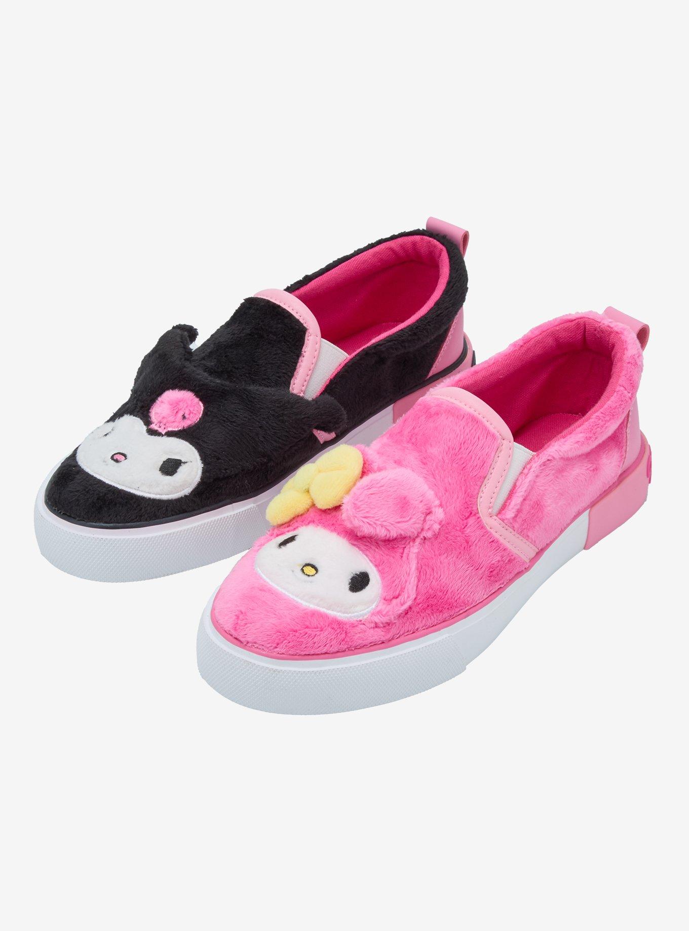 My Melody & Kuromi Fuzzy Mismatch Slip-On Sneakers, , hi-res