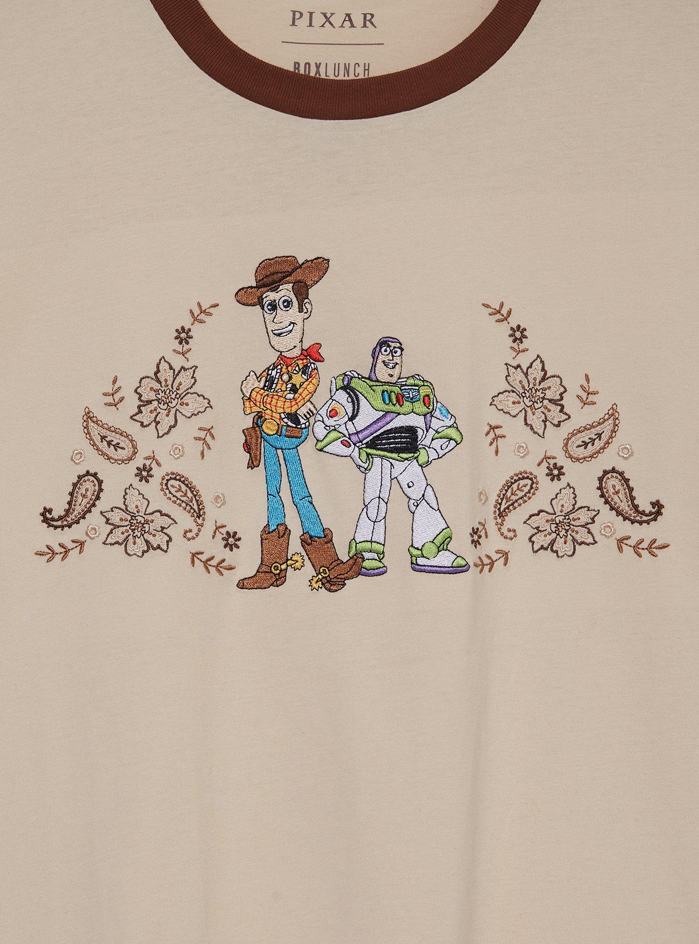 Disney Pixar Toy Story Buzz & Woody Paisley Ringer Women's Plus Size T-Shirt - BoxLunch Exclusive, , hi-res