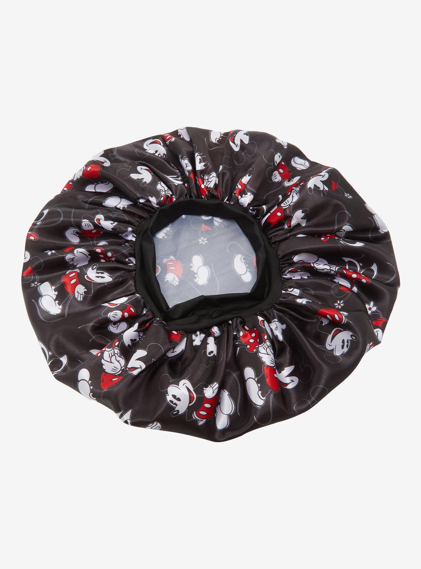 Disney Mickey & Minnie Allover Print Black Satin Bonnet, , hi-res