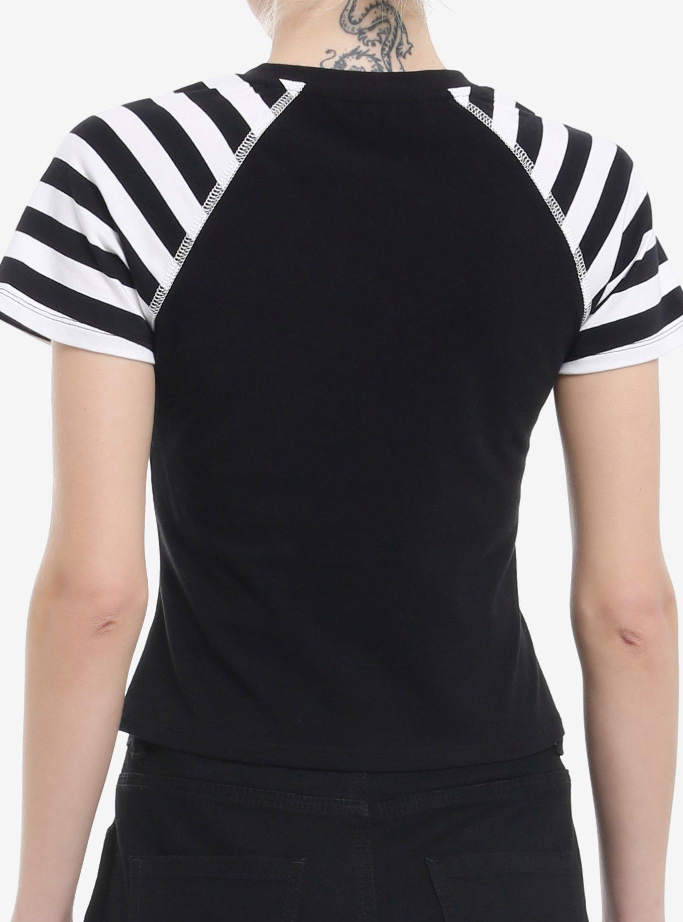 The Nightmare Before Christmas Jack & Sally Stripe Raglan Girls Baby T-Shirt, , alternate