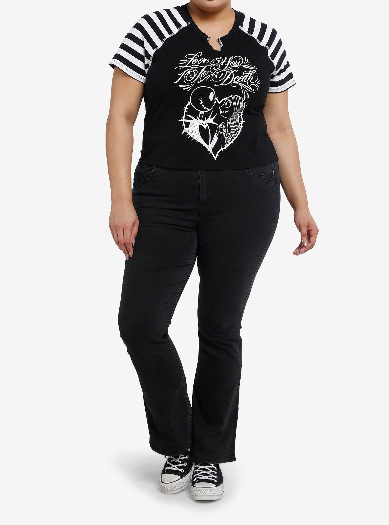 The Nightmare Before Christmas Jack & Sally Stripe Raglan Girls Baby T-Shirt Plus Size, , hi-res