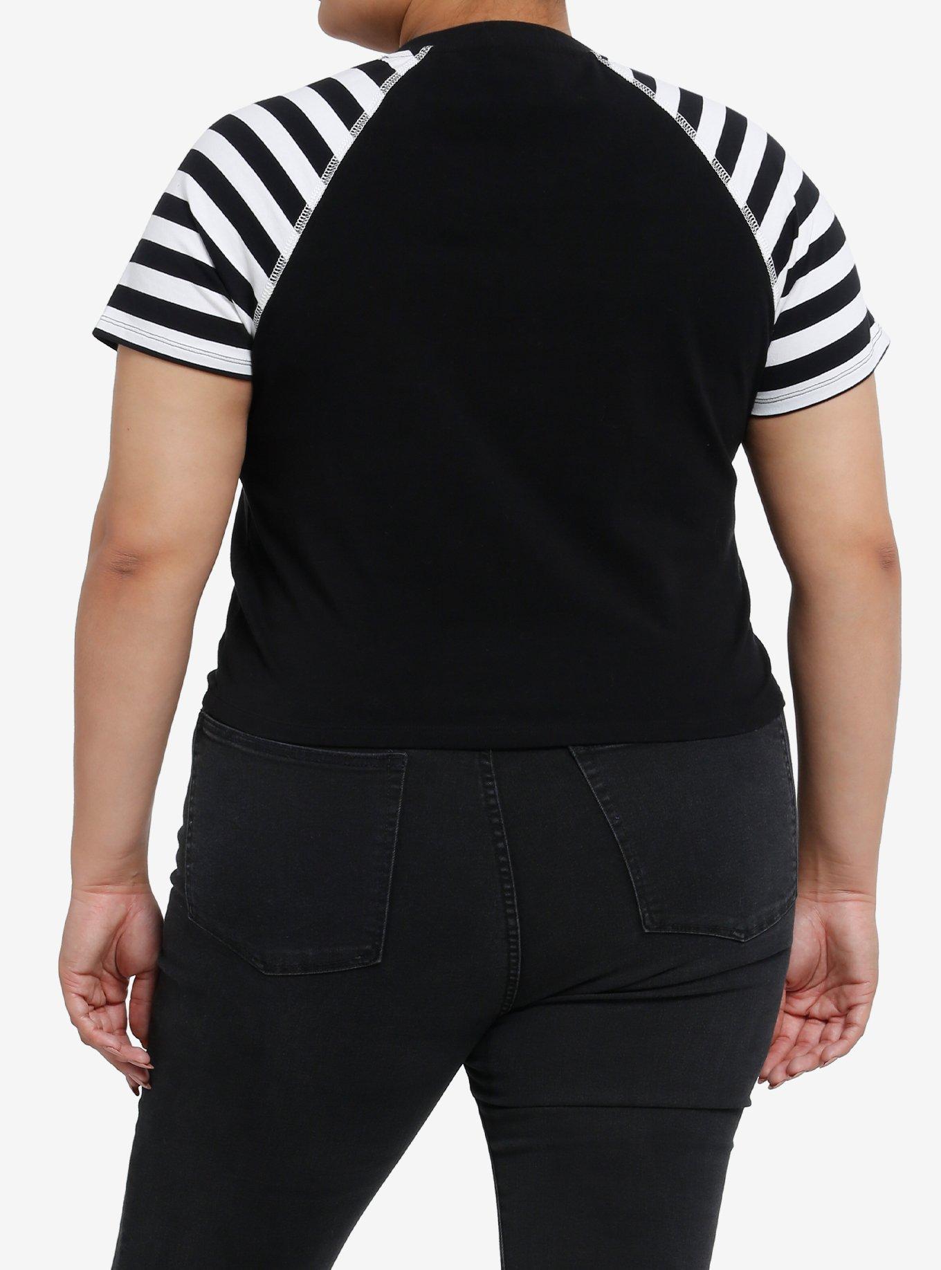 The Nightmare Before Christmas Jack & Sally Stripe Raglan Girls Baby T-Shirt Plus Size, , alternate