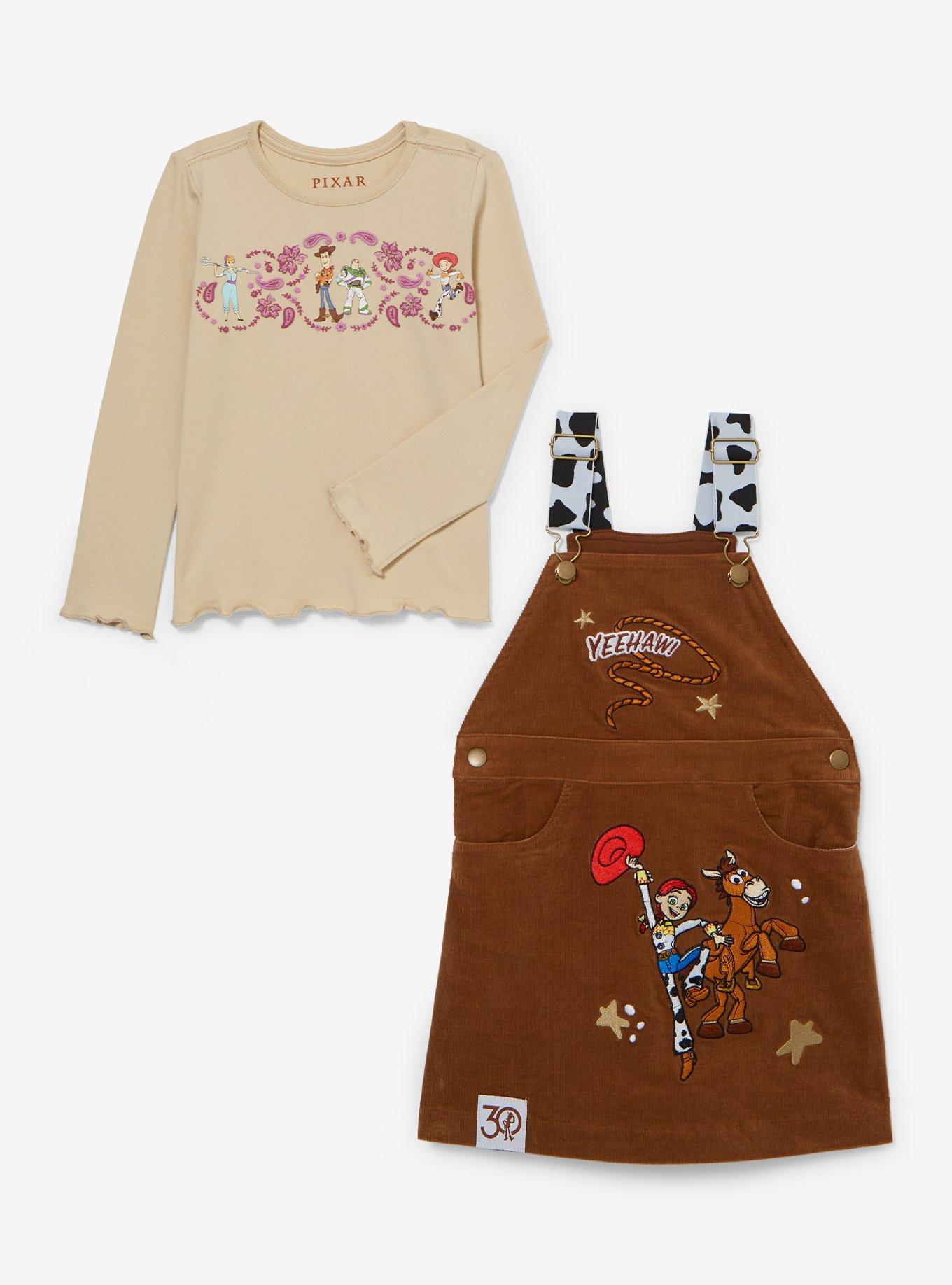 Disney Pixar Toy Story Western Toddler Overall Dress and Shirt Set, BEIGE, alternate