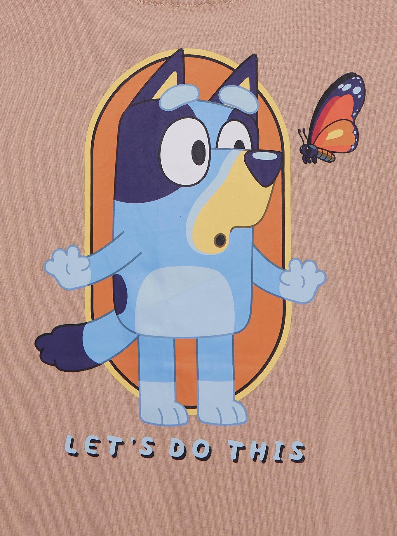 Bluey Butterfly Let's Do This Tan Youth T-Shirt, BLUE, alternate