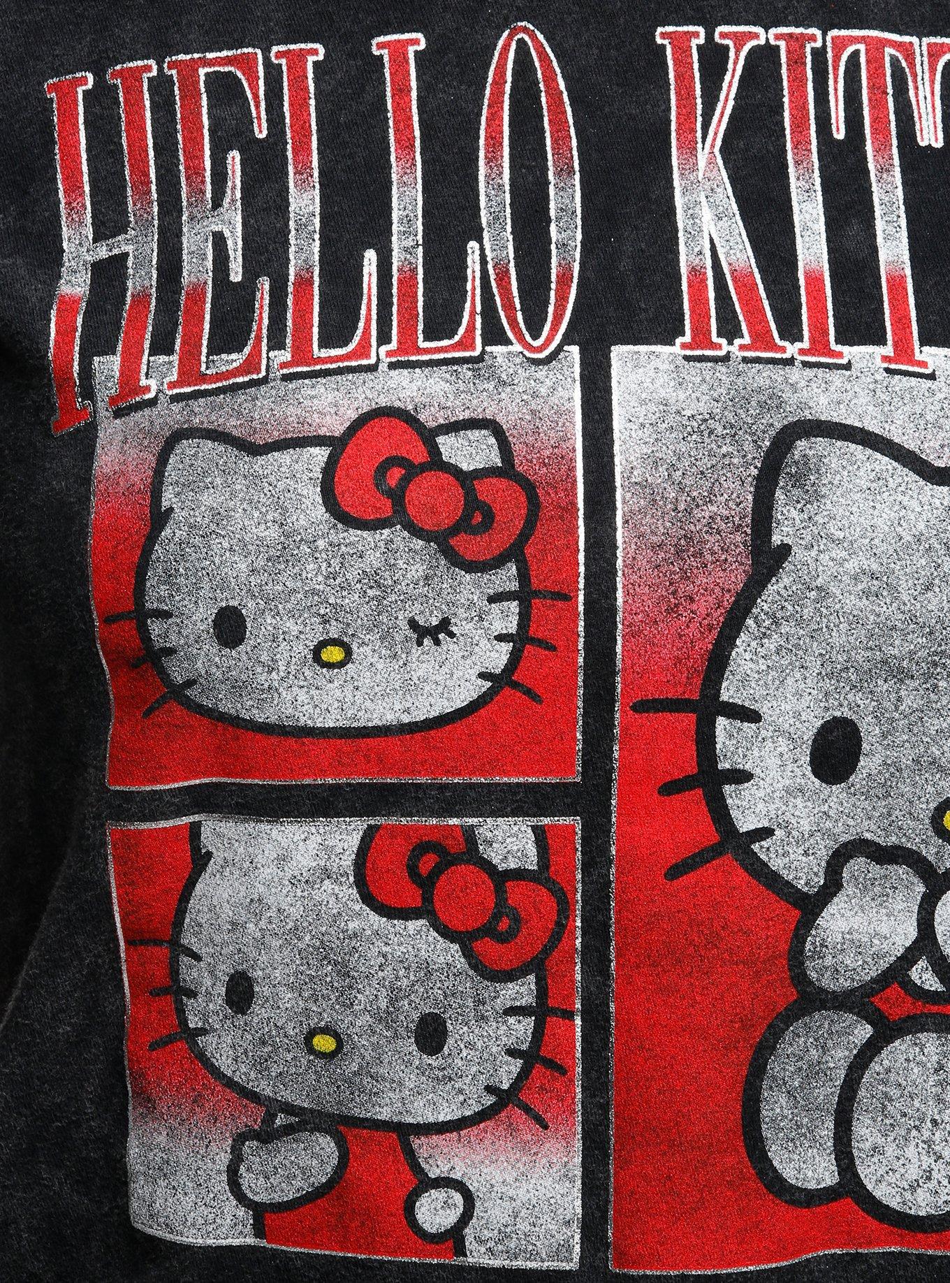 Hello Kitty Collage Mineral Wash Girls Skimmer T-Shirt, BLACK, alternate