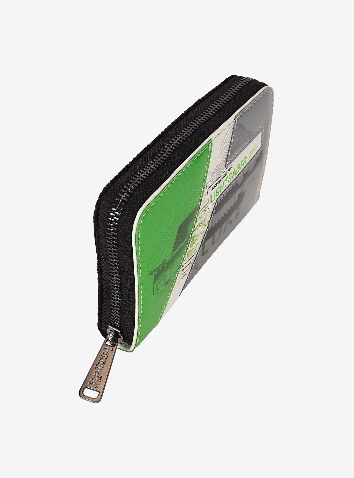 Loungefly Star Wars Luke Skywalker Lightsaber Diagram Small Zip Wallet, , alternate