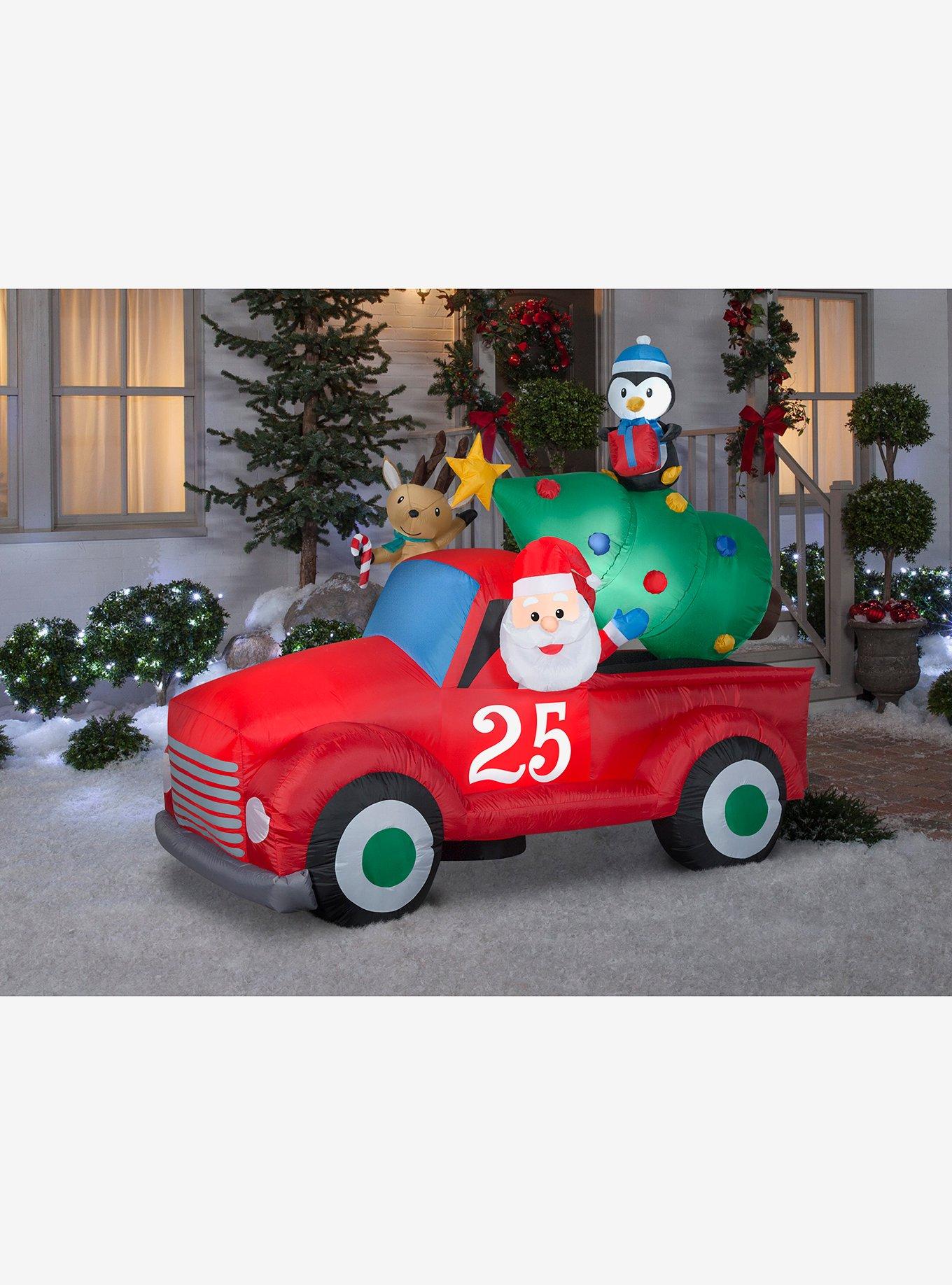 Santa in Vintage Truck Airblown, , hi-res