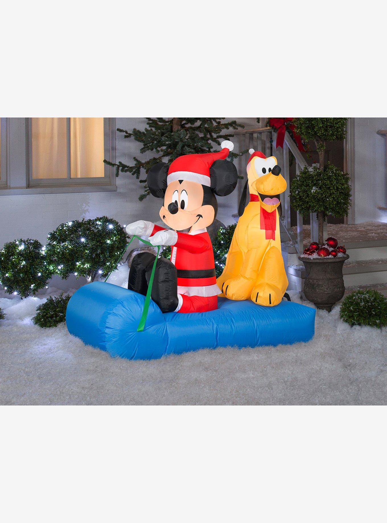 Disney Mickey Mouse and Pluto on Sled Airblown, , hi-res