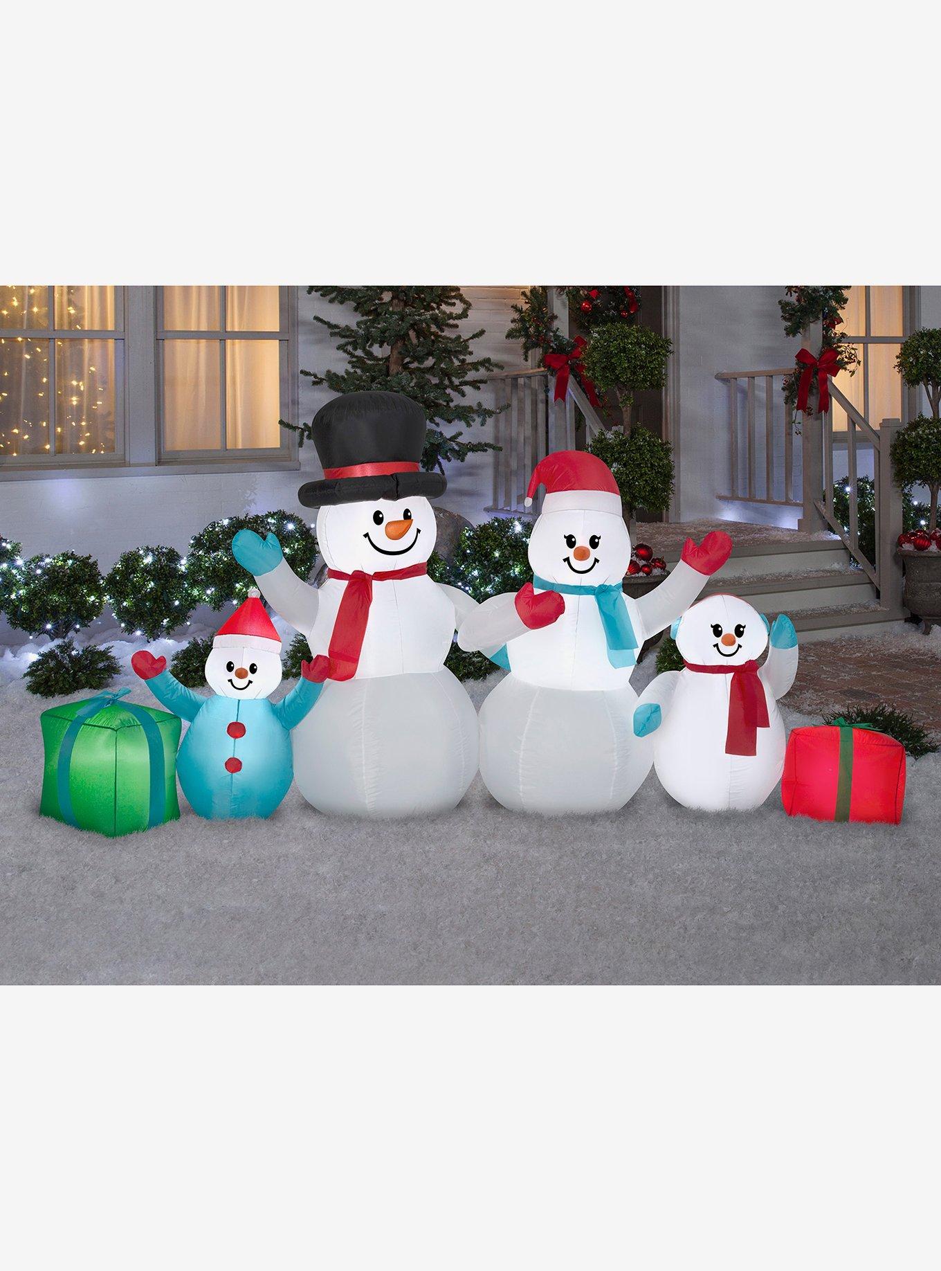 Snowman Family Scene with Gifts Airblown