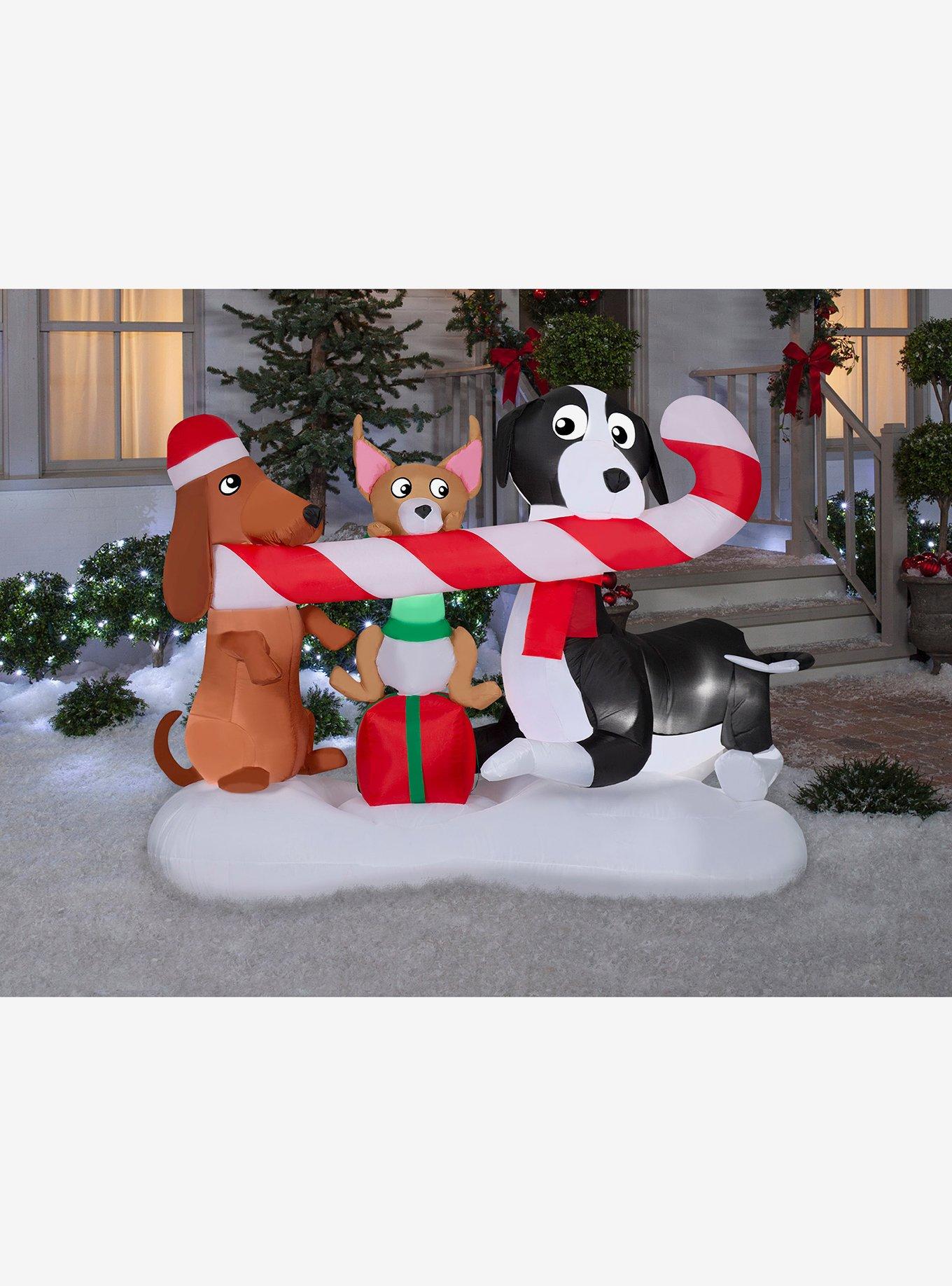 Dogs Sharing a Candy Cane Scene Airblown, , hi-res
