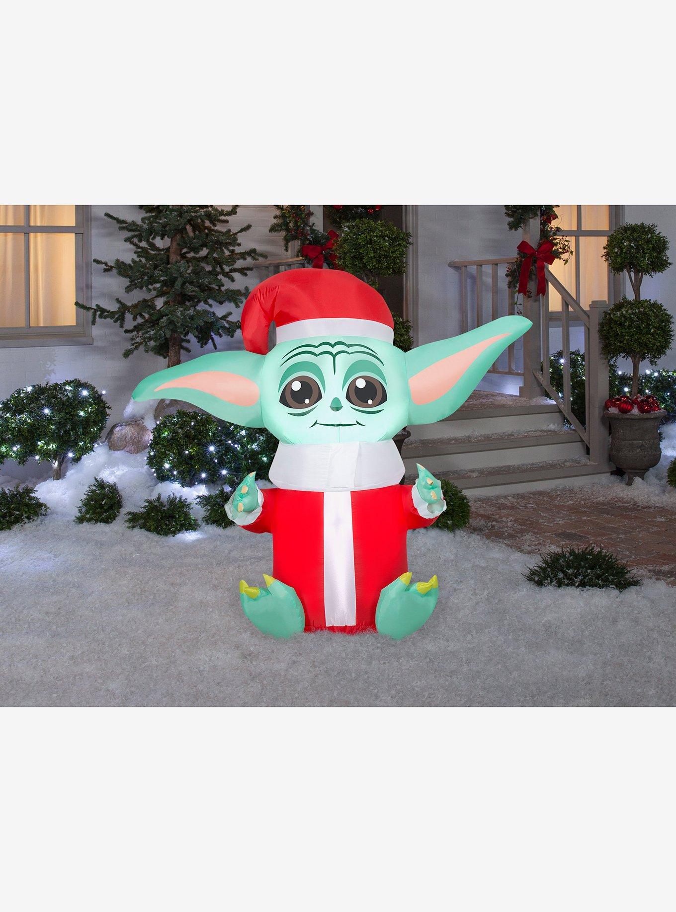 Star Wars The Mandalorian Grogu in Santa Suit Airblown